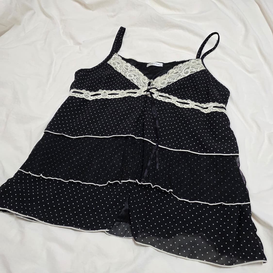 공겜여주 히메갸루 블랙 캉캉 도트 나시 스커트 가디건 세트 트랄라라깔 상품이미지5