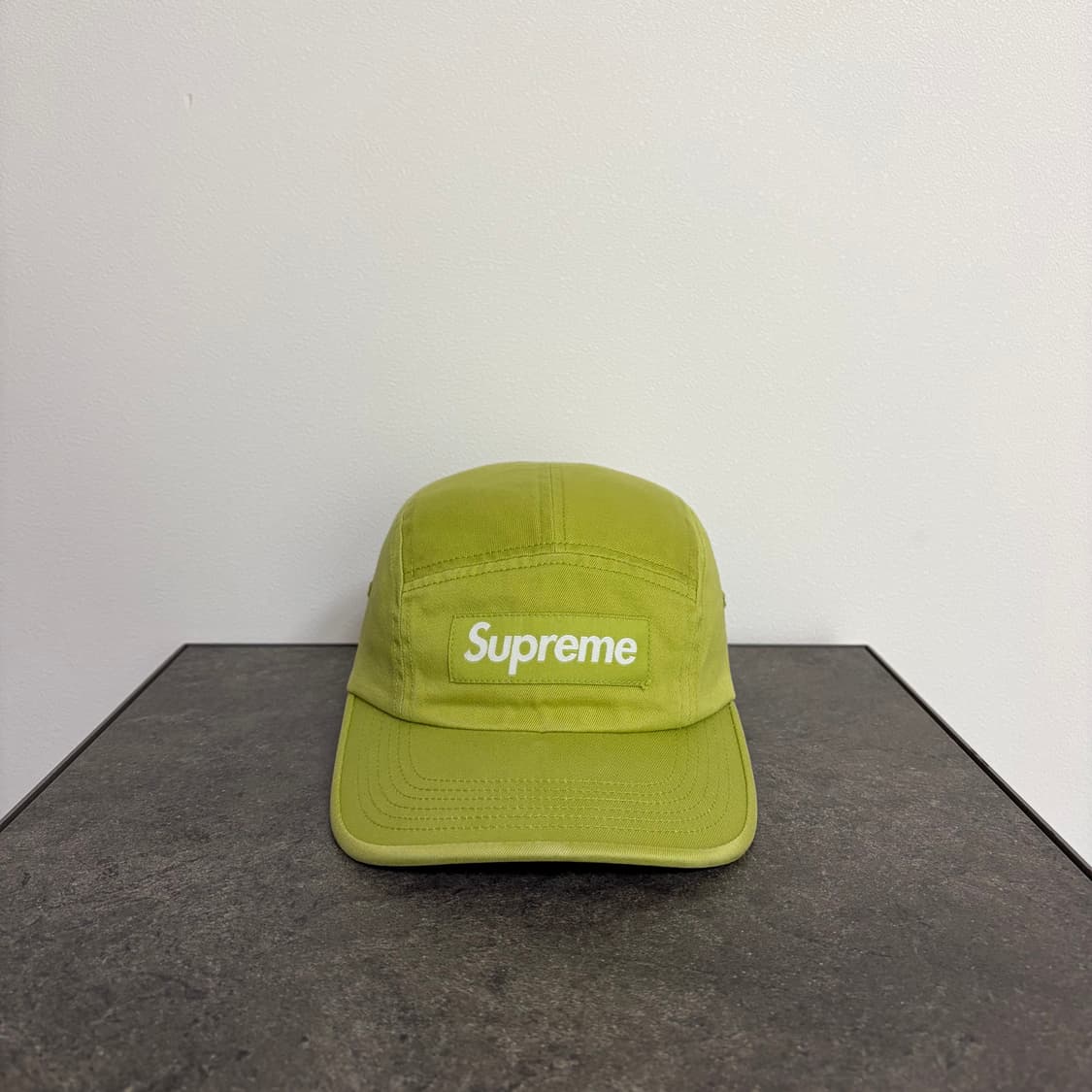 (OS) 슈프림 박스로고 캠프캡 모자 22SS 워시드 다크 라임 상품이미지1