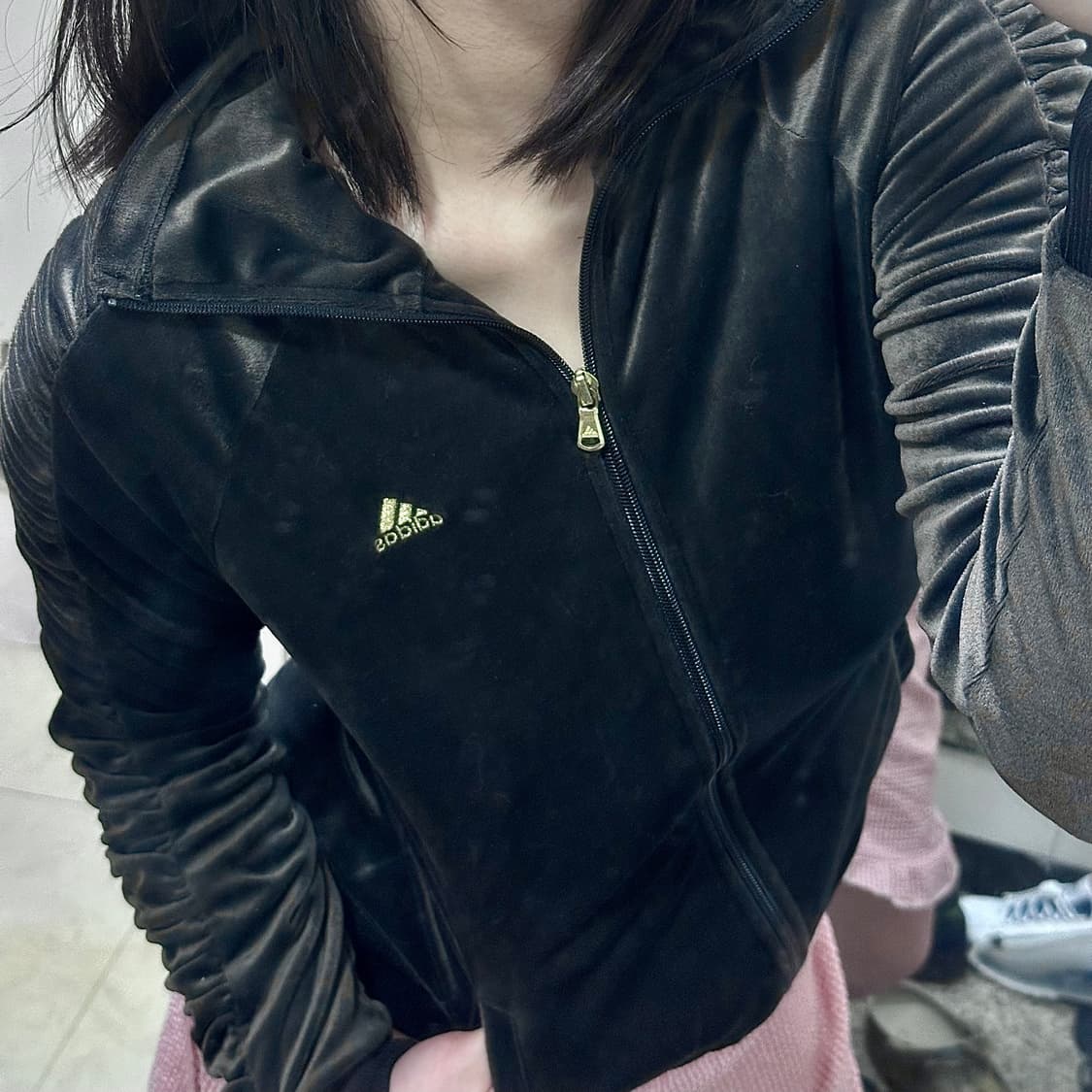 아디다스 y2k 벨루어 셔링 져지 (희귀) 상품이미지2