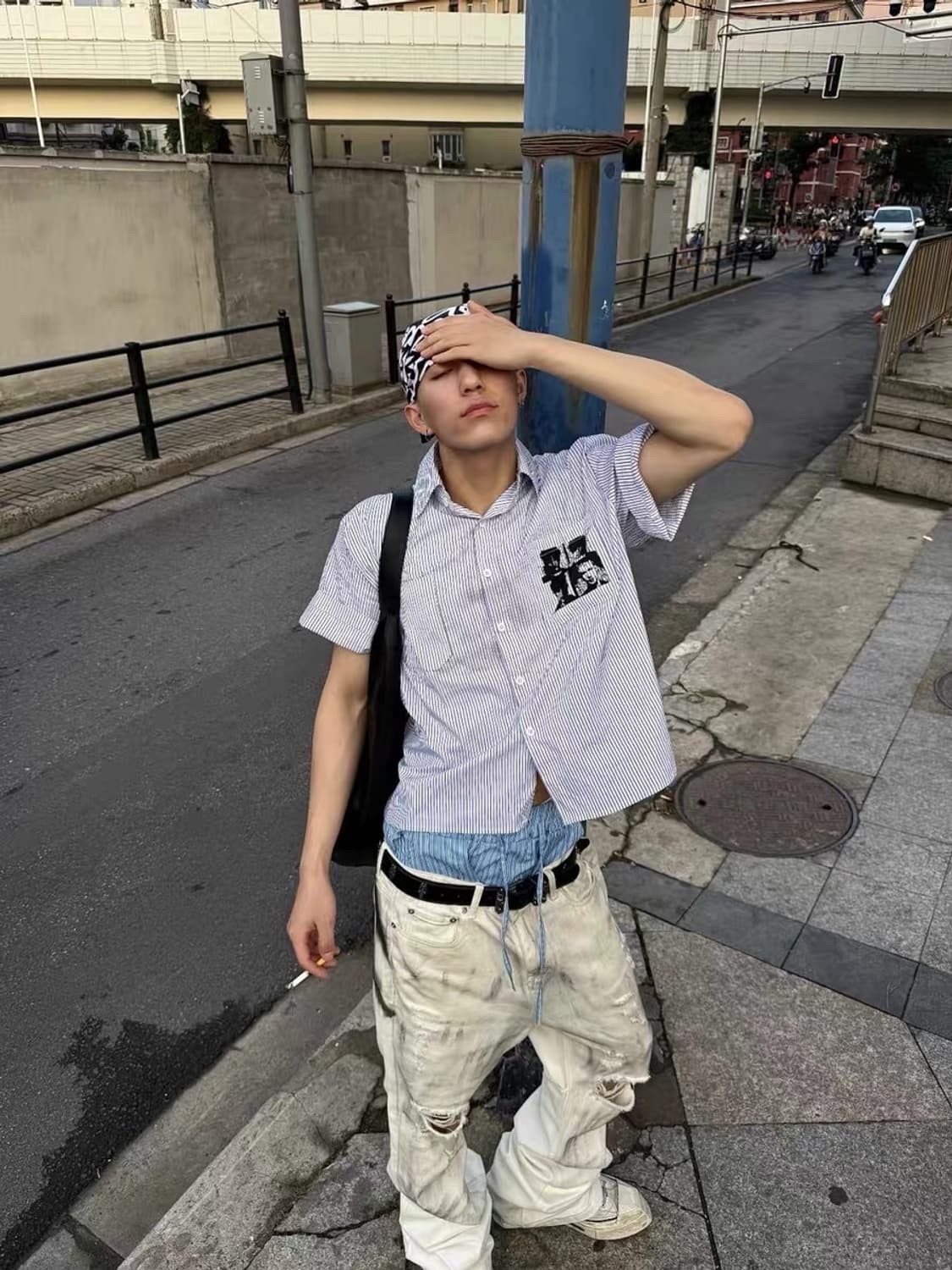 빈티지무드 프린팅 크롭 반팔셔츠 상품이미지5