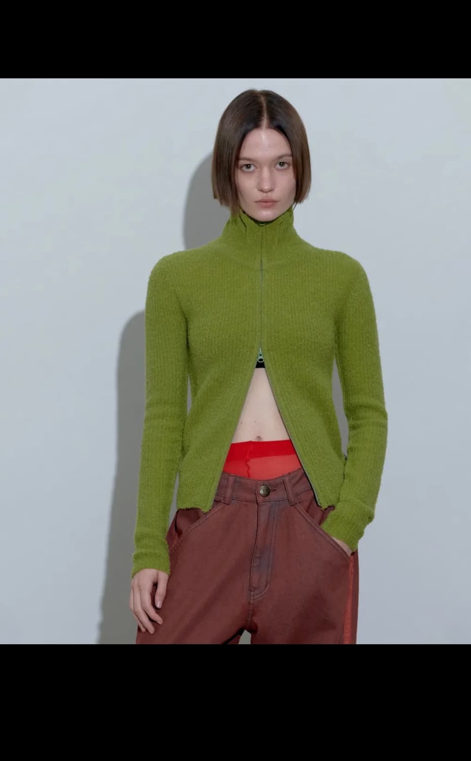 스컬프터 부클 니트 집업 아보카도 상품이미지1