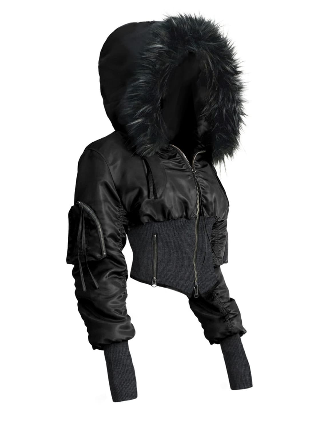 키묘 볼린 패디드 봄버 자켓 블랙 상품이미지3