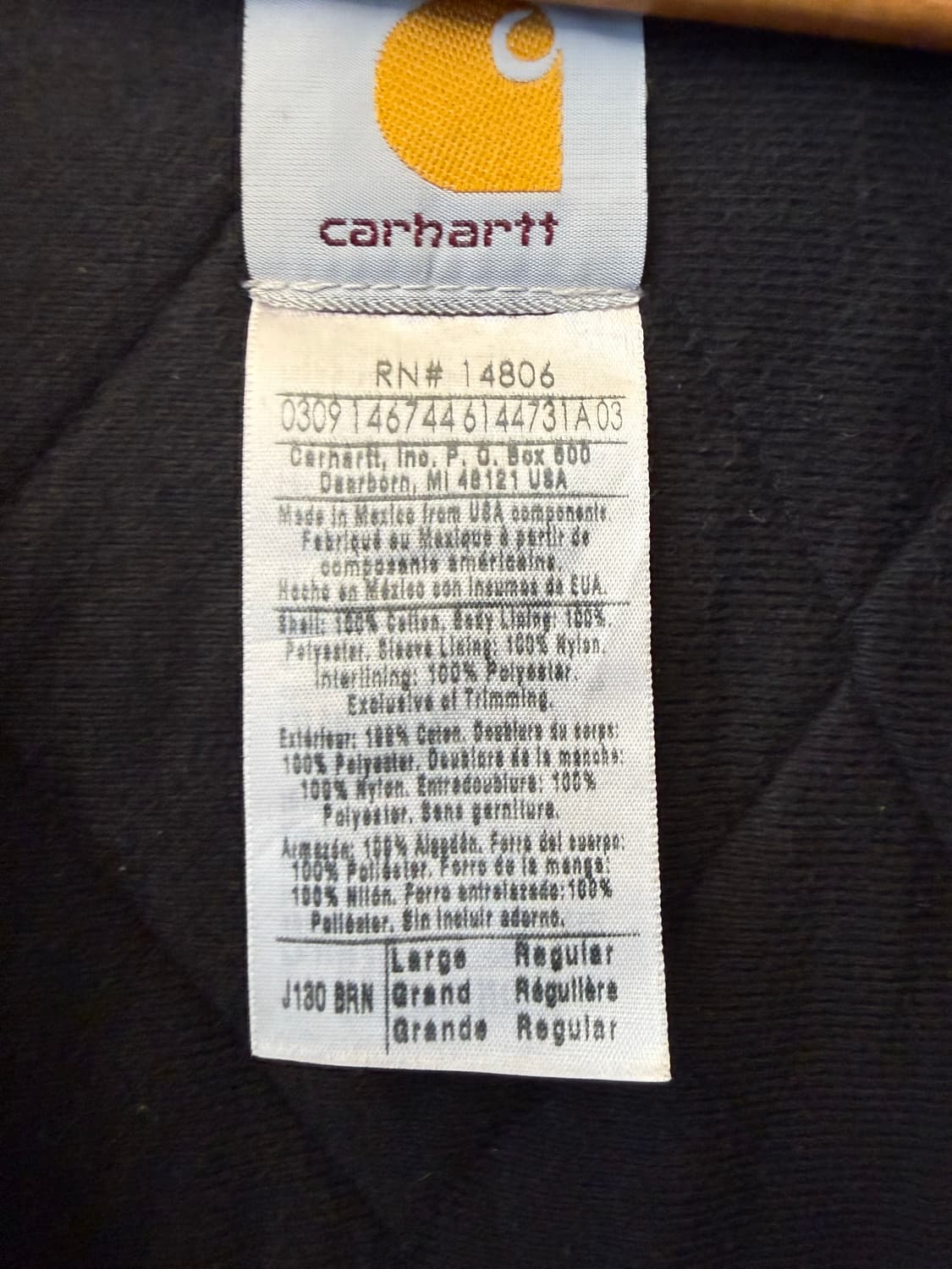 칼하트 액티브 자켓 J130 BRN 브라운 자수 후드 L 상품이미지3