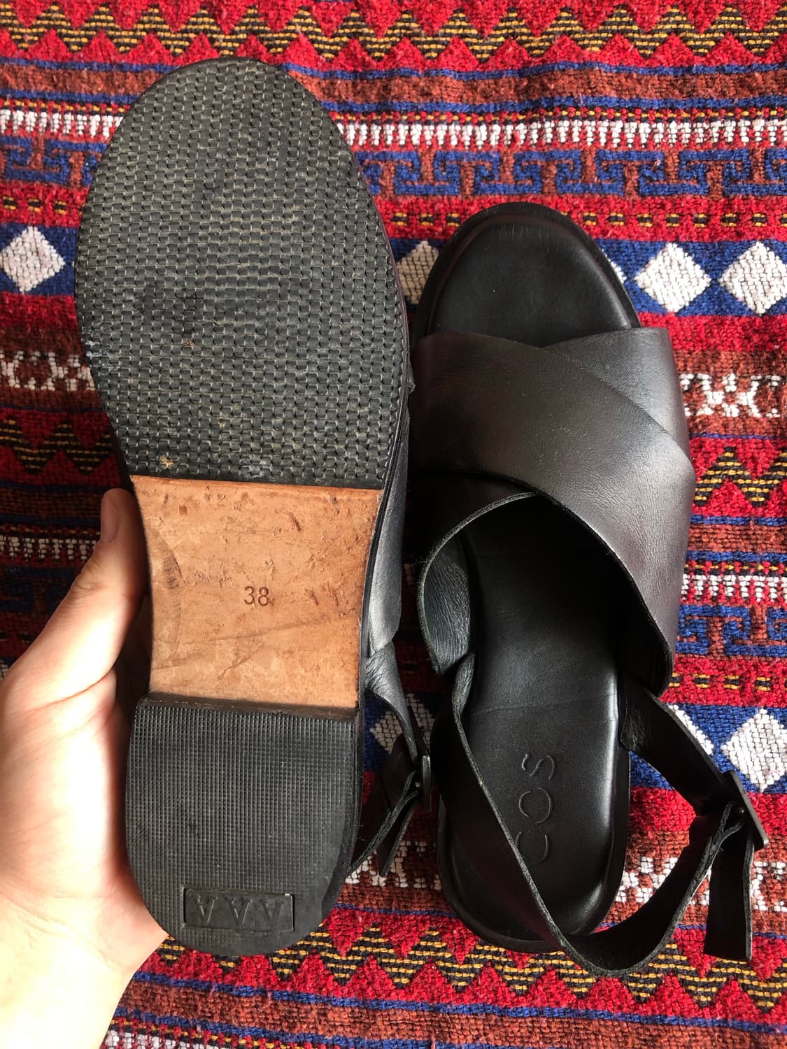 코스 블랙 레더 샌들 245 상품이미지6