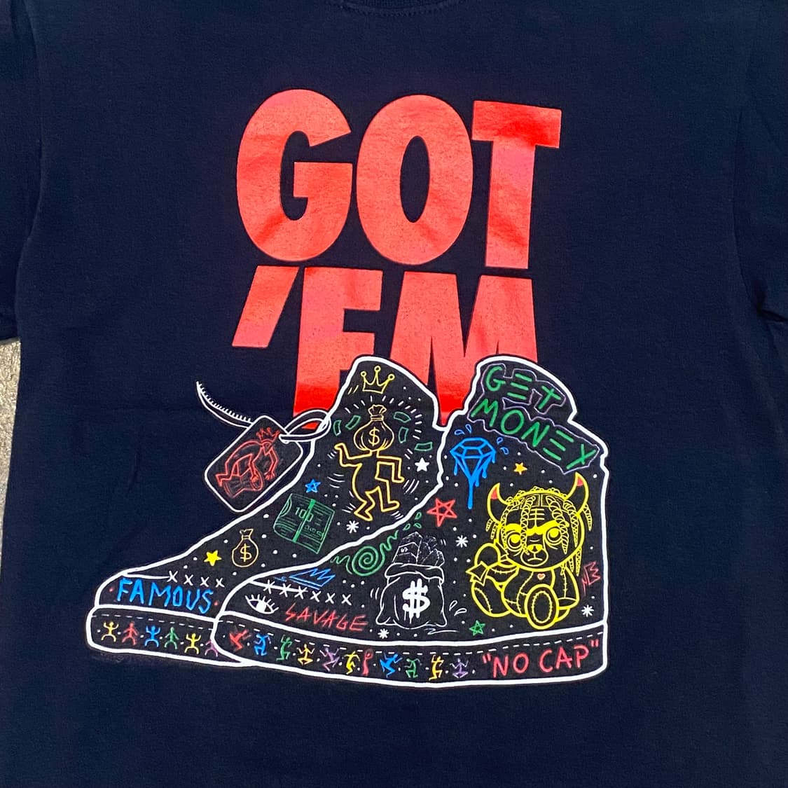 미국 빈티지 GOT EM 프린팅 포인트 반팔티 상품이미지3