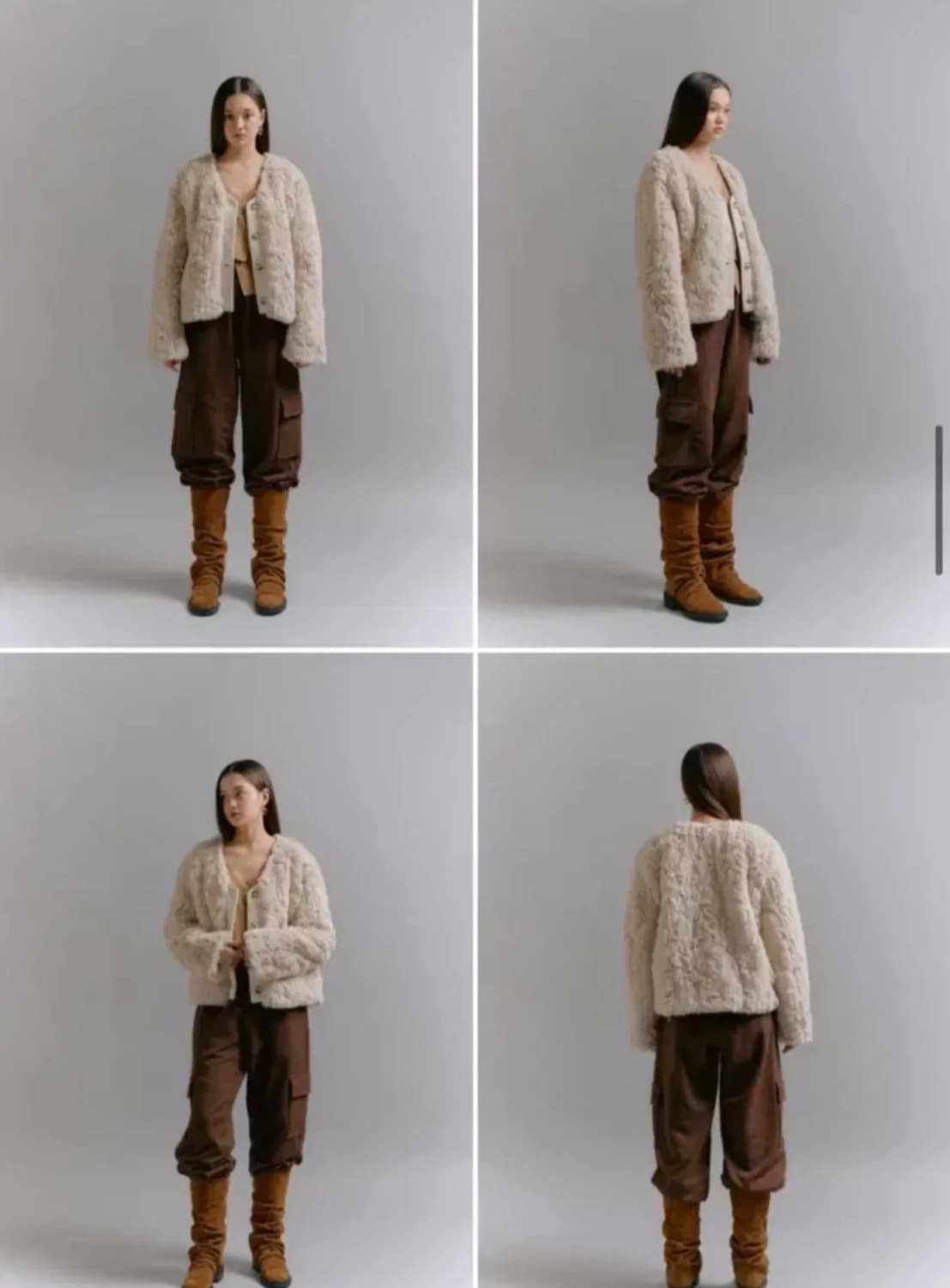 택포) 소프트서울 레더 믹스 퍼자켓 아이보리 상품이미지2