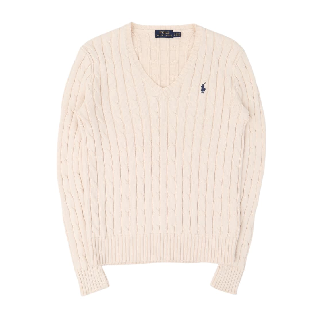 폴로 랄프로렌 아이보리 브이넥 코튼 케이블 니트 상품이미지1