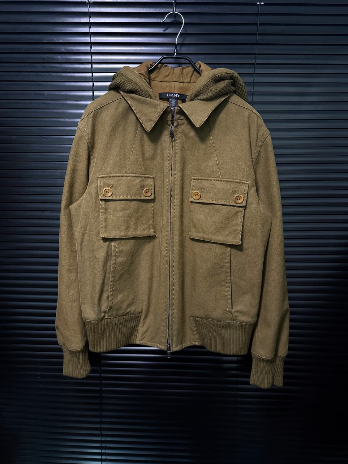 DKNY 도나카란 올리브 울 코튼 블루종 봄버 자켓 카키 니트 스웨터 M 상품이미지2