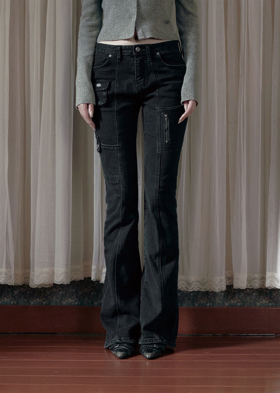 <새상품>보헴서 사이드 포켓 부츠컷 진 딥 그레이M 상품이미지1