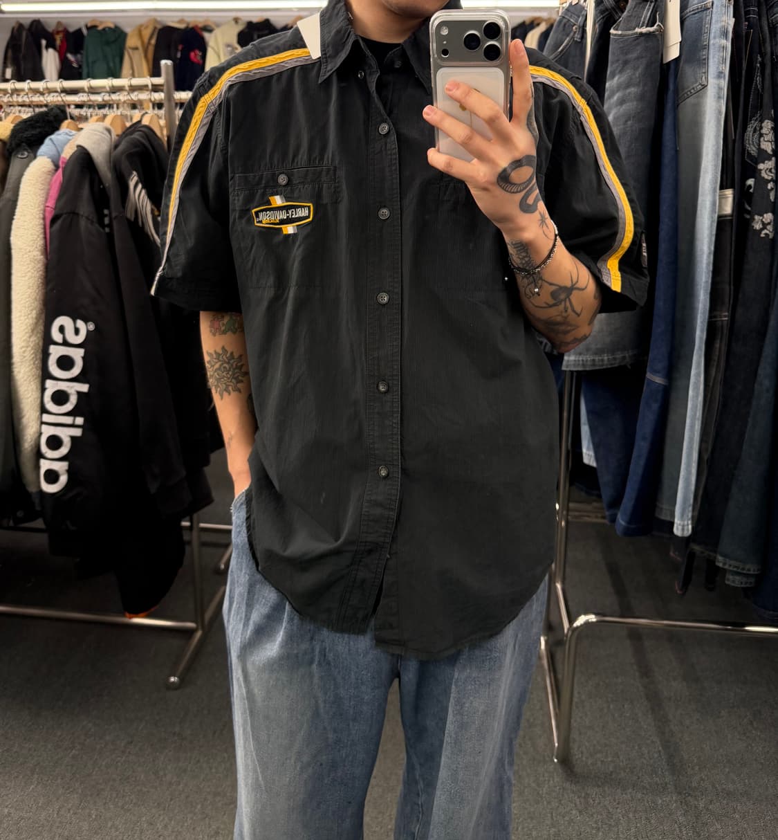 XL)할리데이비슨 vintage 옐로우 트랙 반팔셔츠 상품이미지1