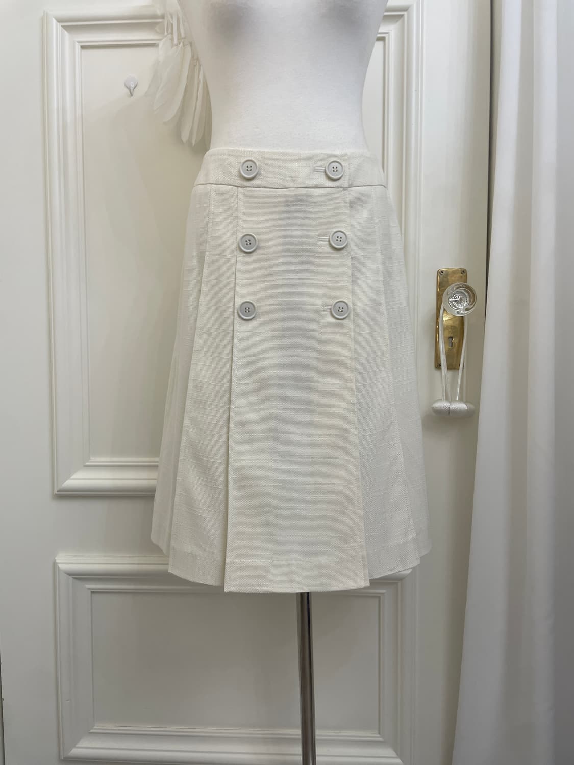 cream ivory tweed button midi skirt 상품이미지5