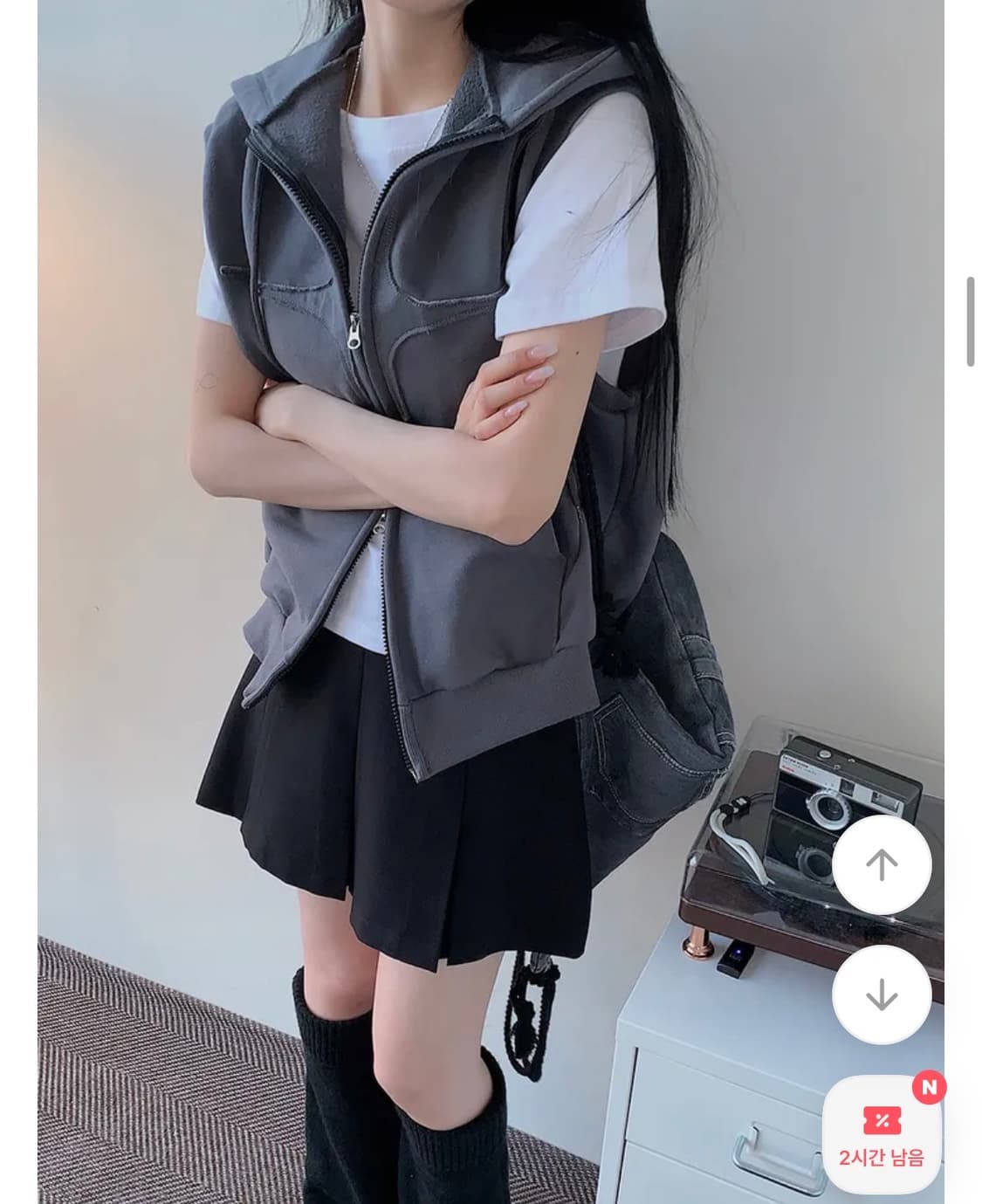 에이블리 남여공용 투웨이 조끼 후드집업 (새상품) 상품이미지1