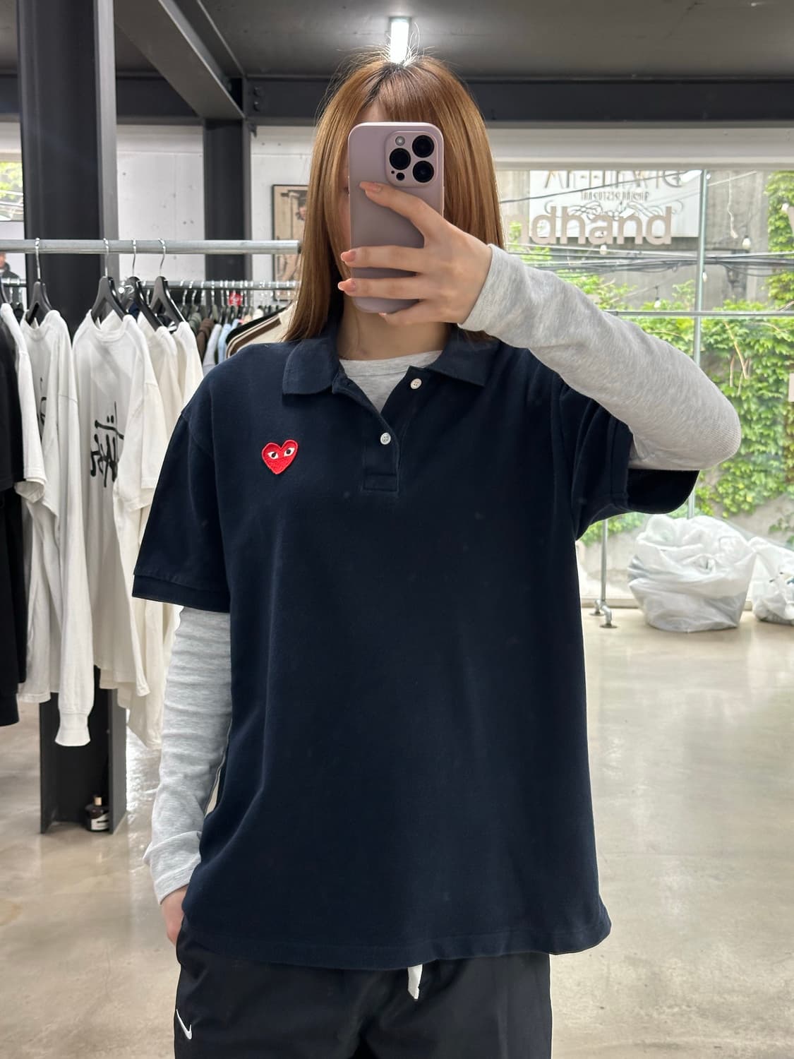 꼼데가르송 플레이 하트 Pk반팔티 네이비 상품이미지2