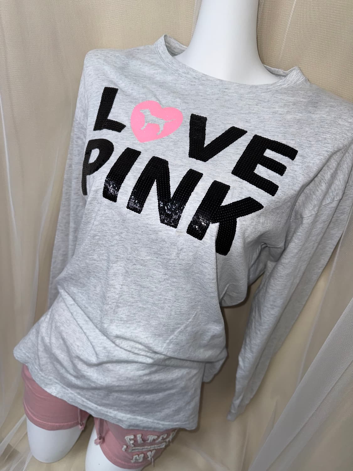 S PINK Victoria's Secret 스팽글 로고 티셔츠 상품이미지2