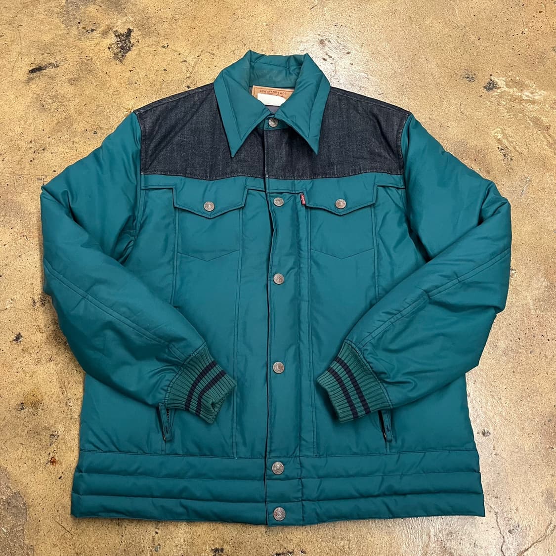 [정품/L] 리바이스 청록색 패딩 자켓 데님 배색 b14 상품이미지2