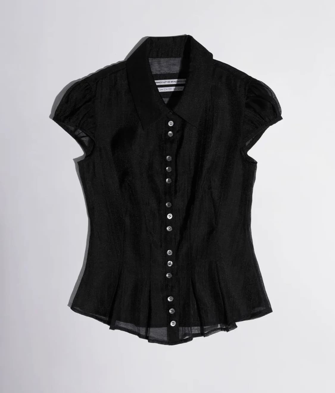 스컬프터 Sheer Pleated Hem Blouse Black 상품이미지1