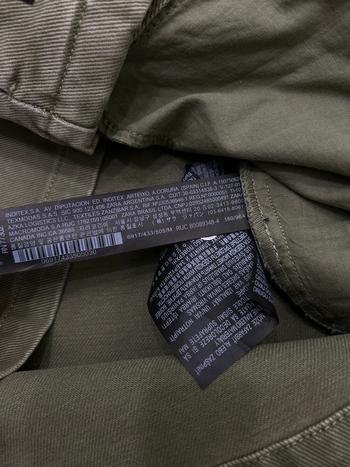 [한국L]ZARA 빈티지 워시드 데님 집업/카키/릴렉스드 핏 상품이미지6