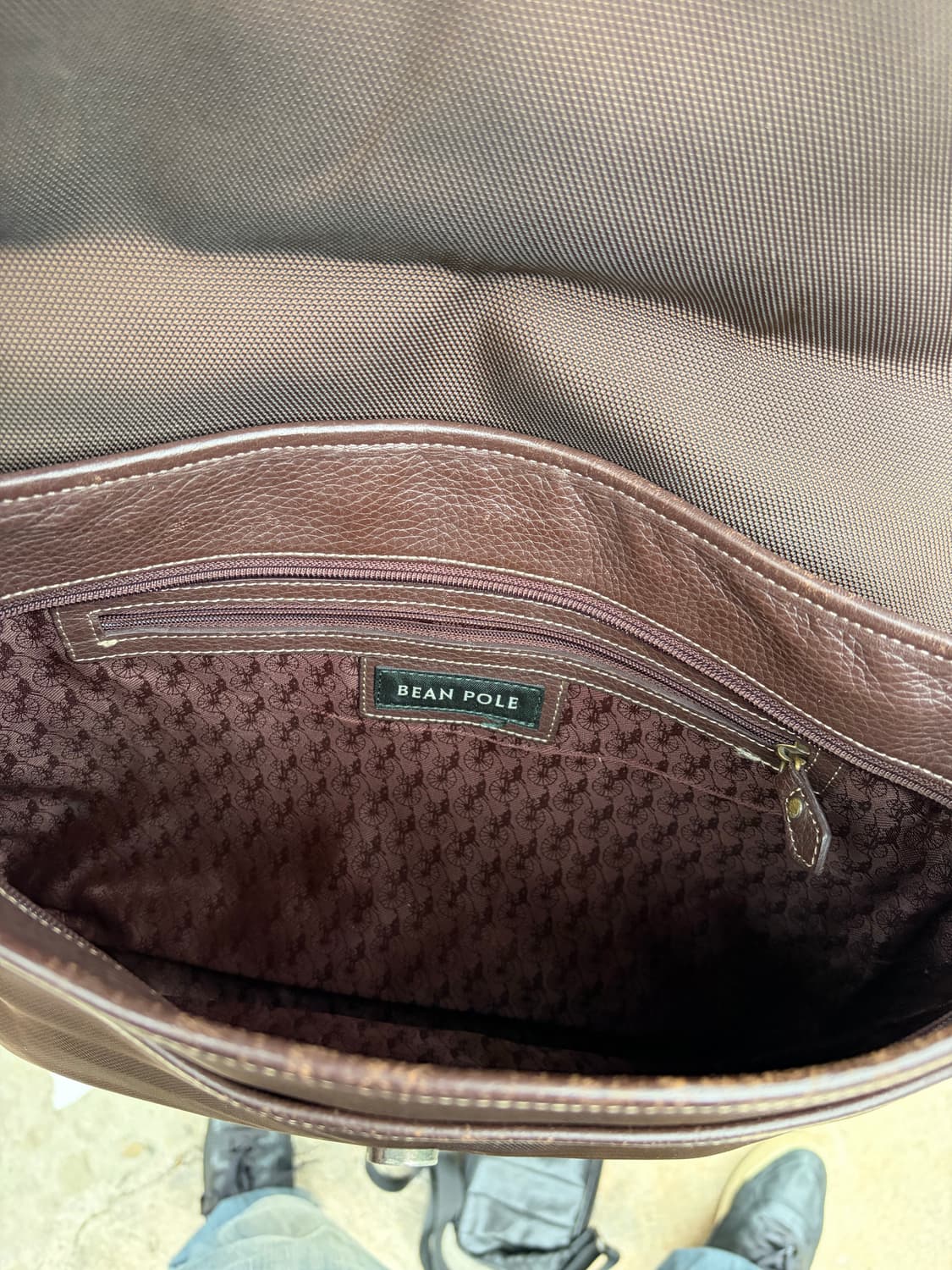 Beanpole 브라운 캔버스 레더 믹스 메신저백 상품이미지9