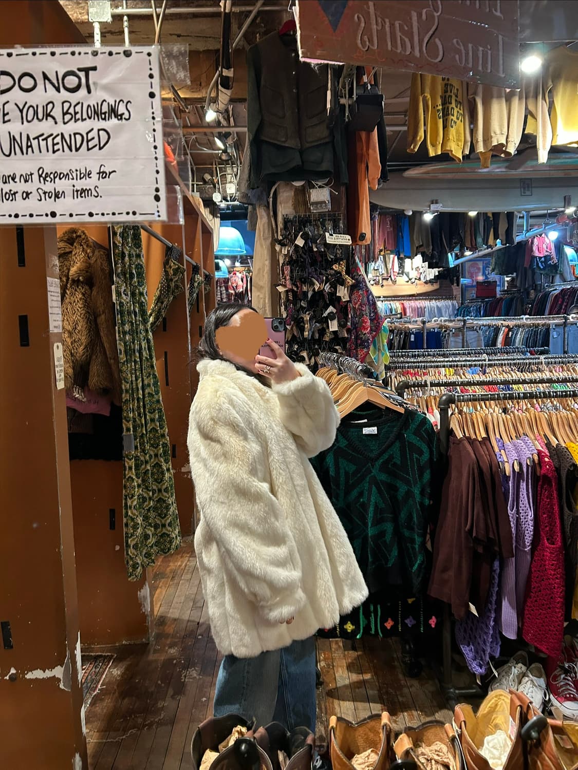 뉴욕 빈티지샵 구매 화이트 퍼 자켓 상품이미지3