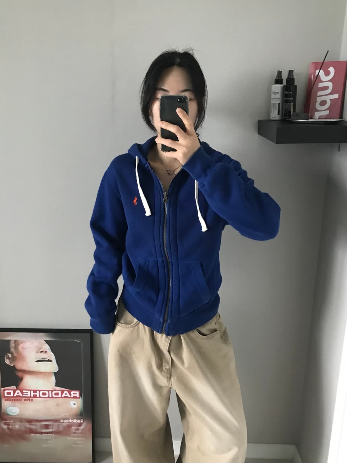 폴로 랄프로렌 포니로고 써멀 헤비 블루 후드집업 상품이미지3