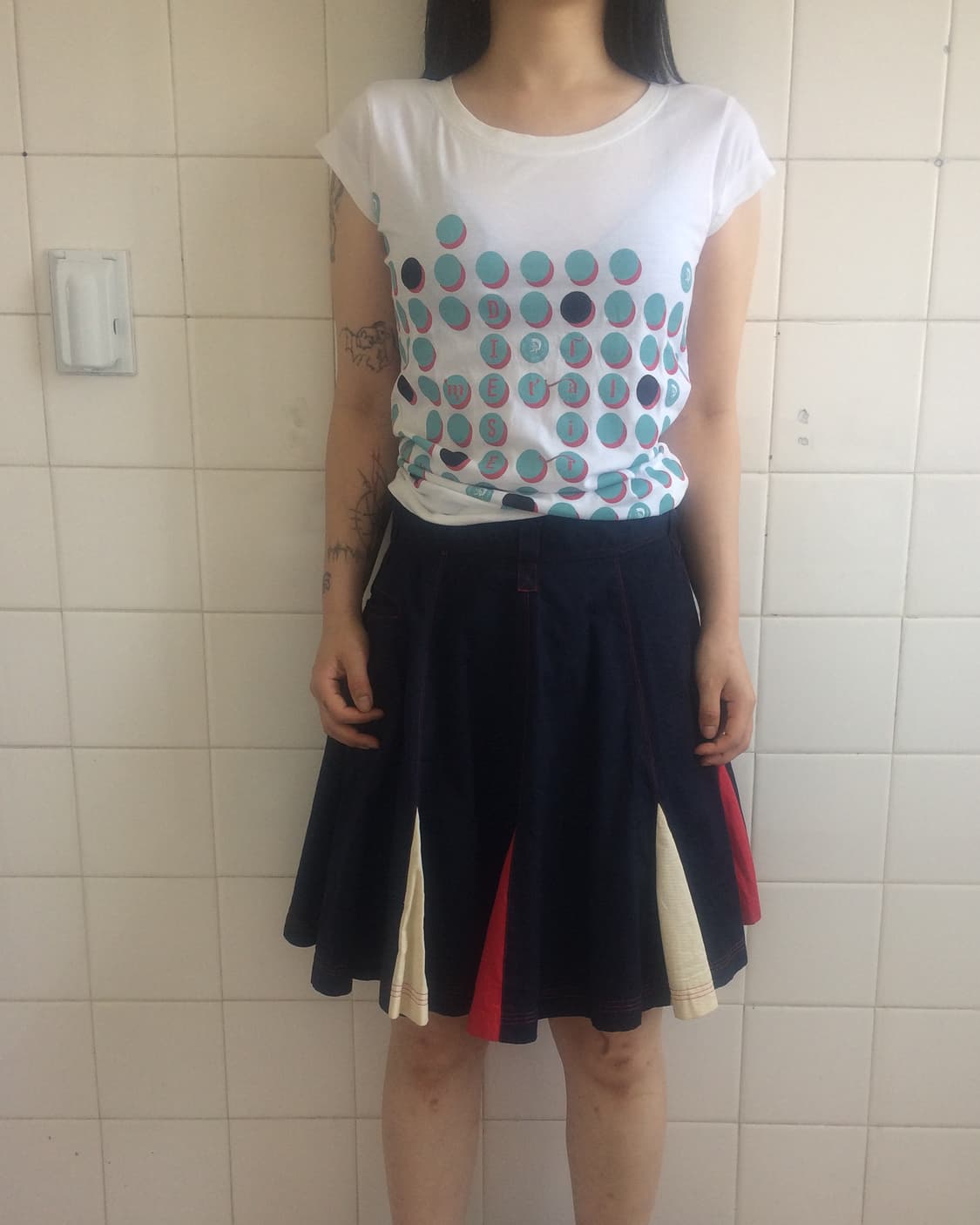 Stitch point flare midi skirt 상품이미지6