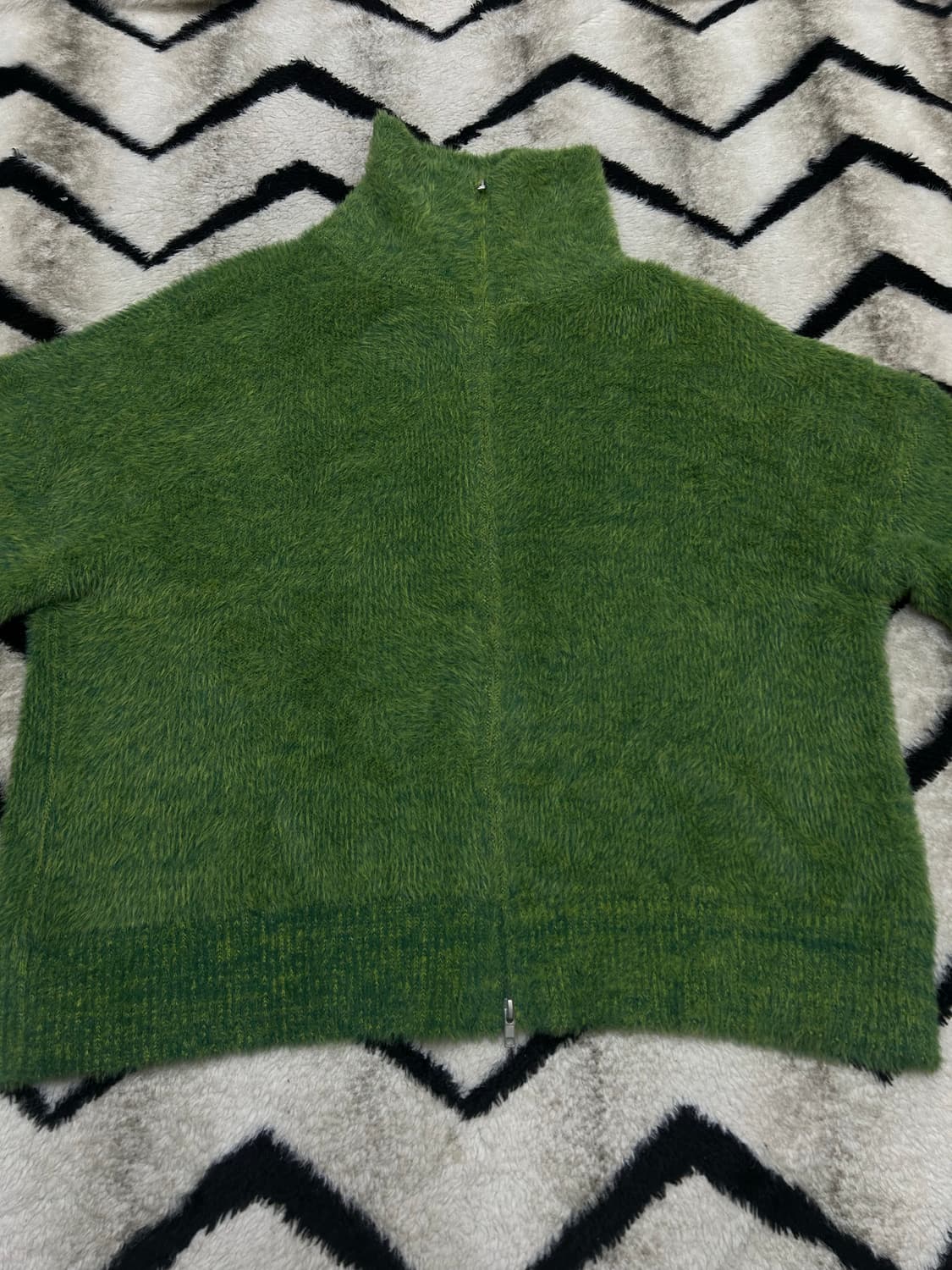 [XL]노매뉴얼 모헤어 헤어리 하이넥 니트 집업/글래스그린 상품이미지3