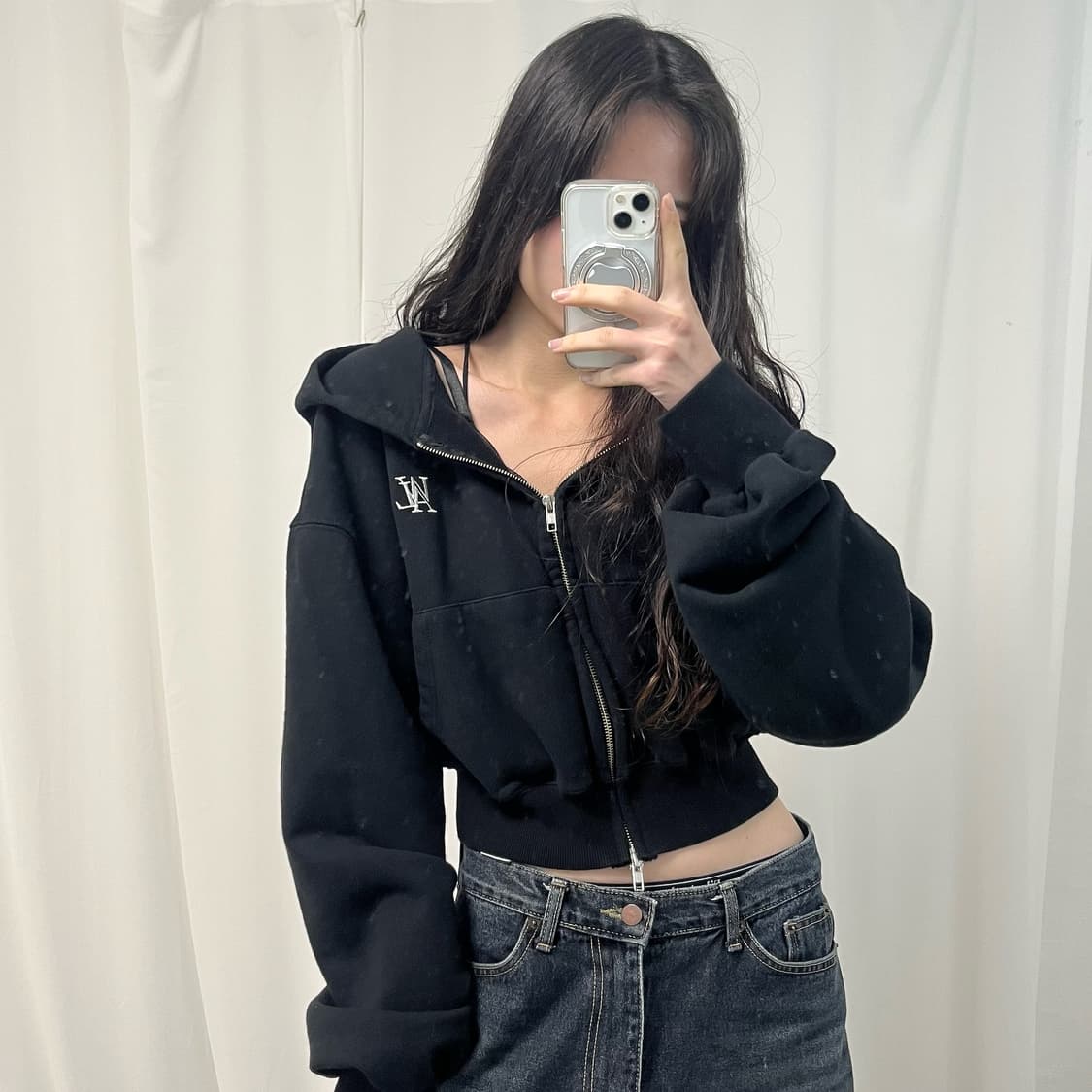 wooallong Crop 2way Hoodie Zip-up 상품이미지1