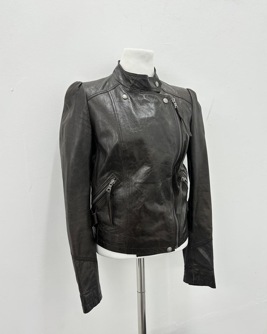 Lambs leather leopard zipper jacket 상품이미지7