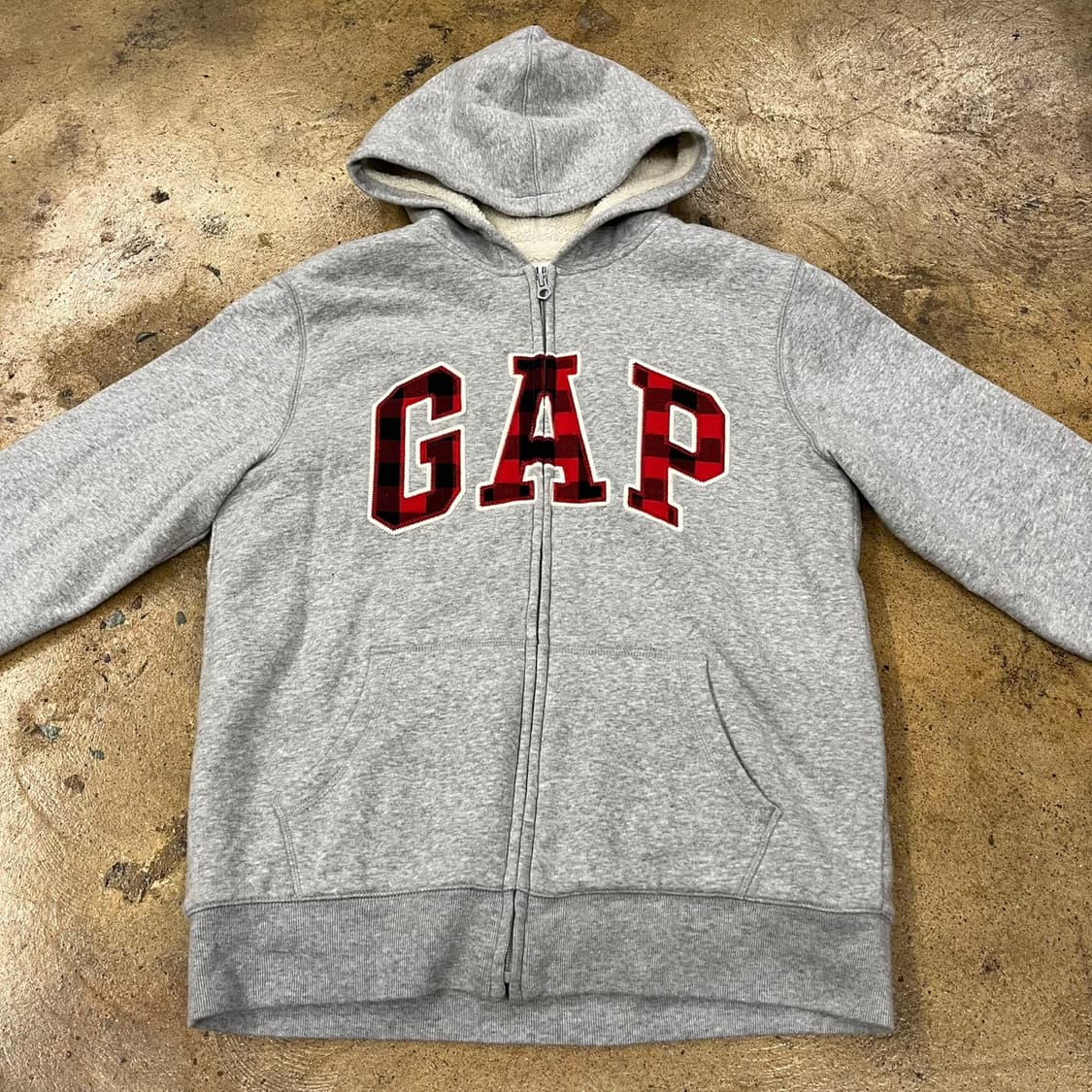 갭 양털 체크 로고 후드집업 상품이미지3