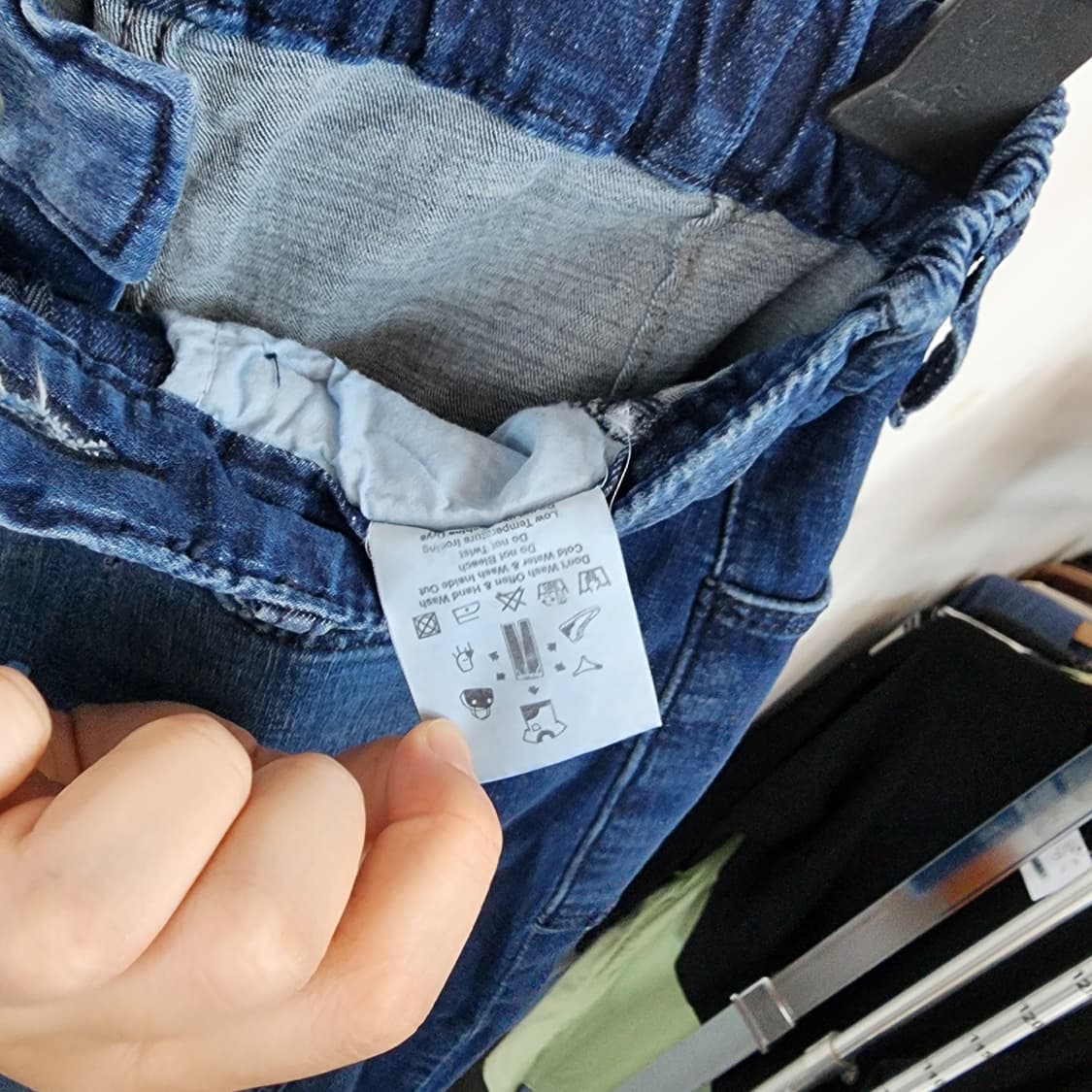 투톤 페인팅 데님 밴딩 와이드 팬츠 상품이미지8