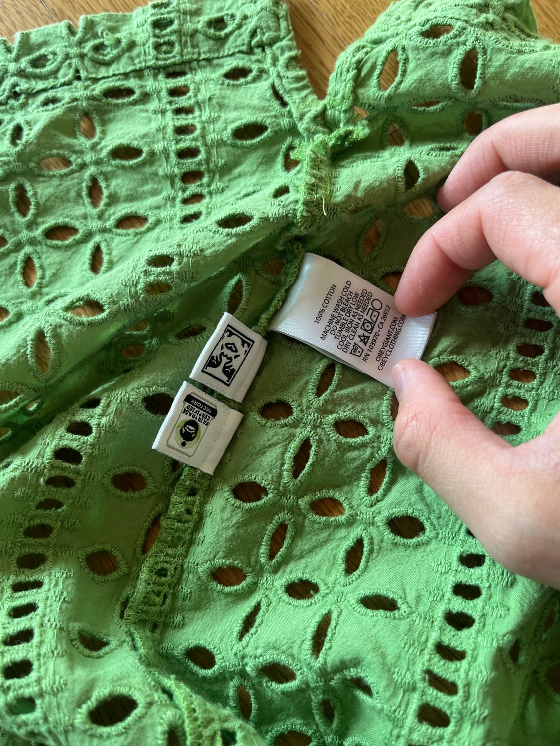 Obey 연두 망사 가디건 상품이미지3