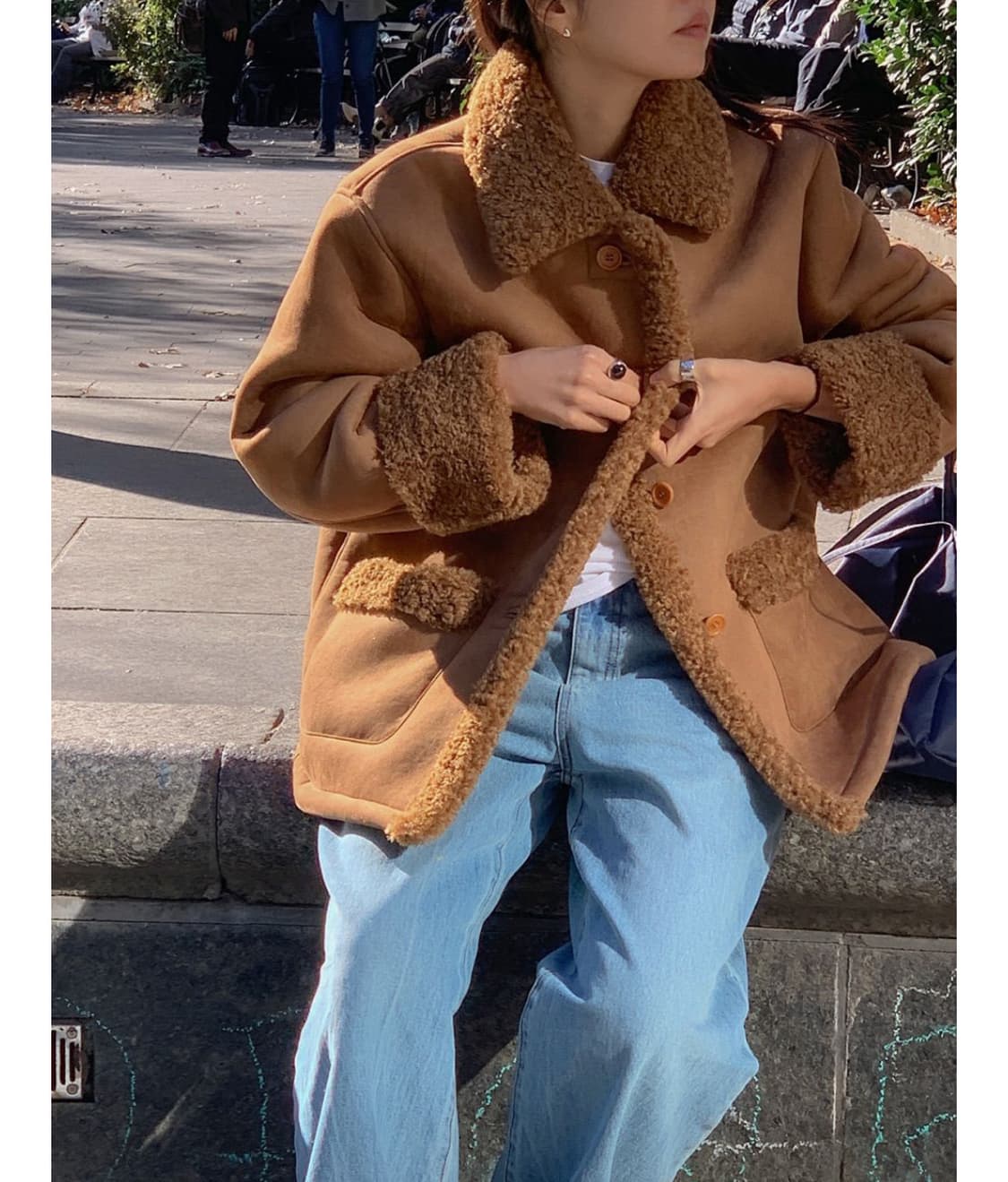 헤이그 베어 시어링 코트(피넛버터) 상품이미지1