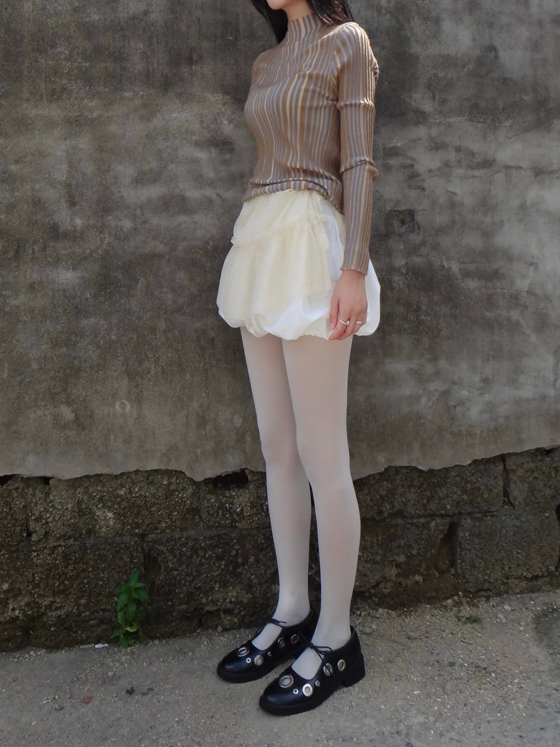 Vertical panel ribbed top / brown 상품이미지7