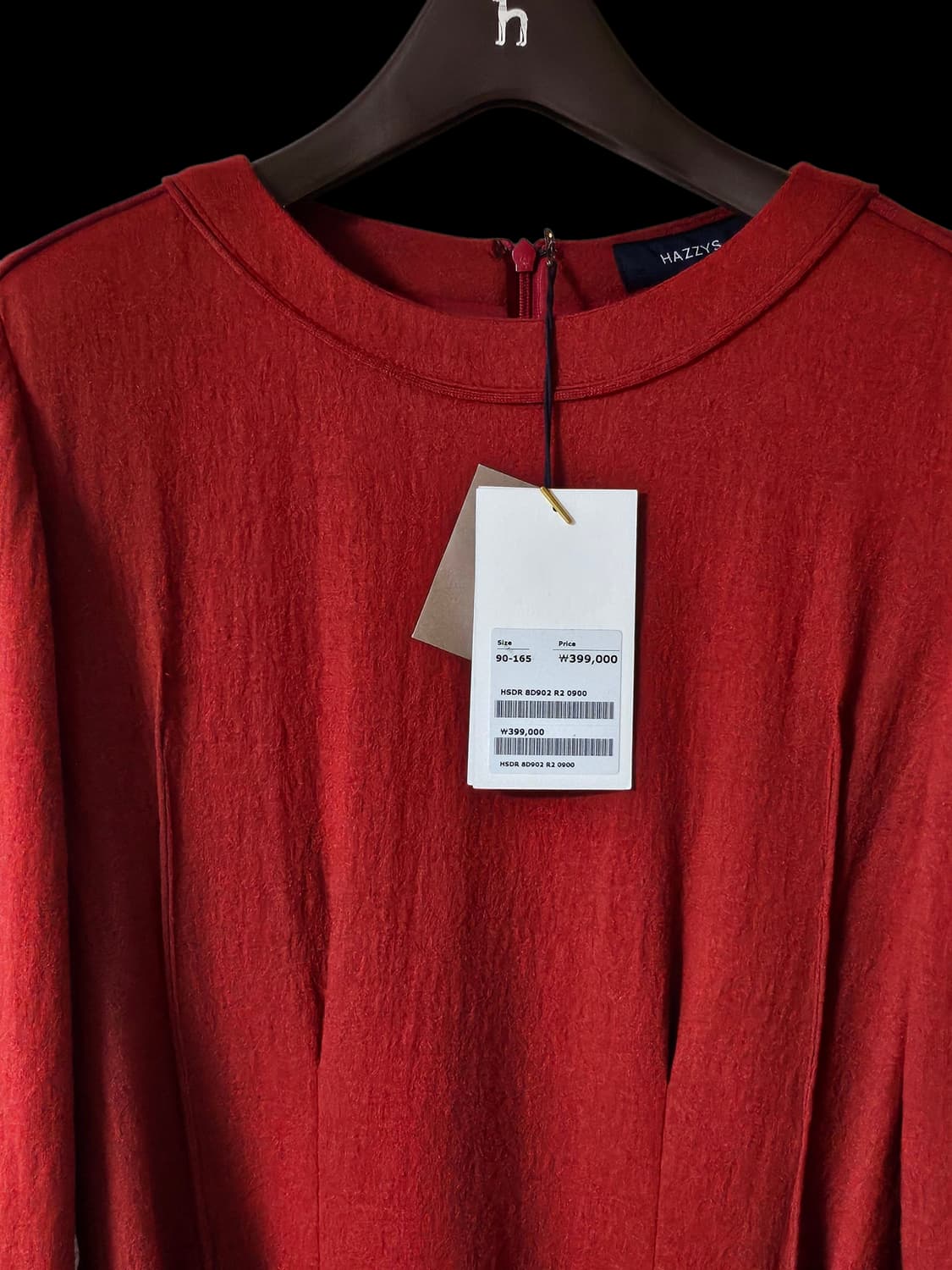 헤지스레이디스 레드 울 벨티드 미디원피스 55 66 상품이미지3