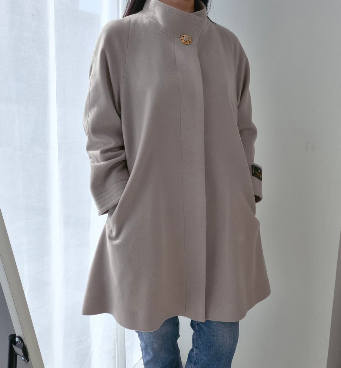 이태리 원단 캐시미어100% A라인 연보라그레이 코트 상품이미지1