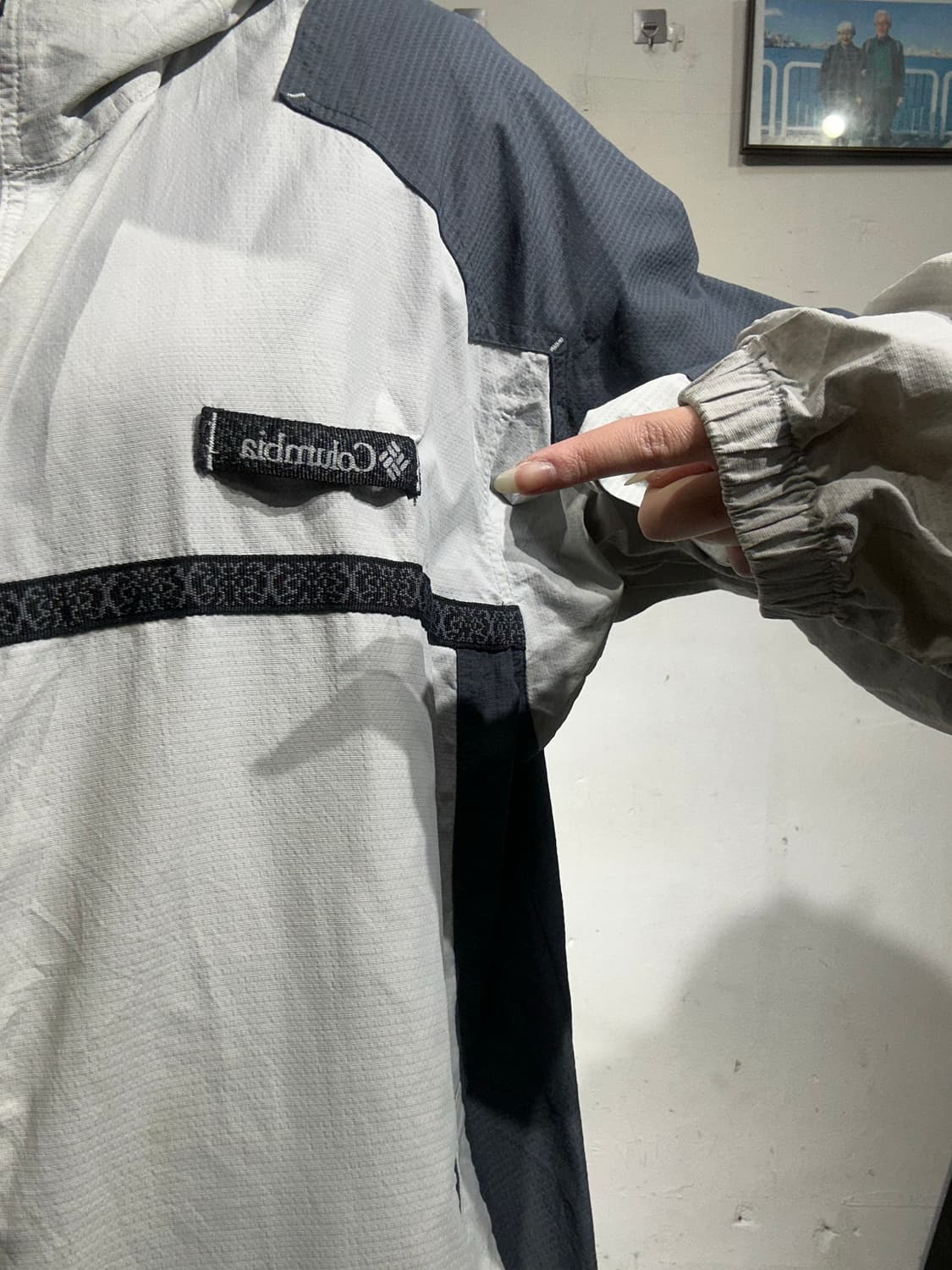 컬럼비아 그레이 네이비 등산 후드 바람막이 자켓 XL 상품이미지4