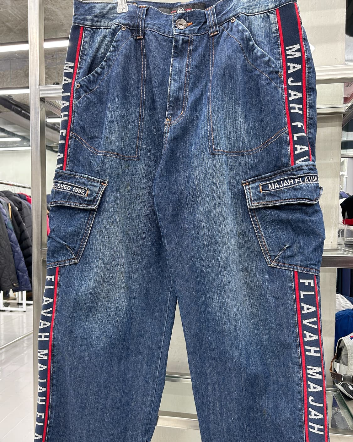 마자 플라바 00s 카고 포켓 워시드 데님 팬츠 상품이미지4