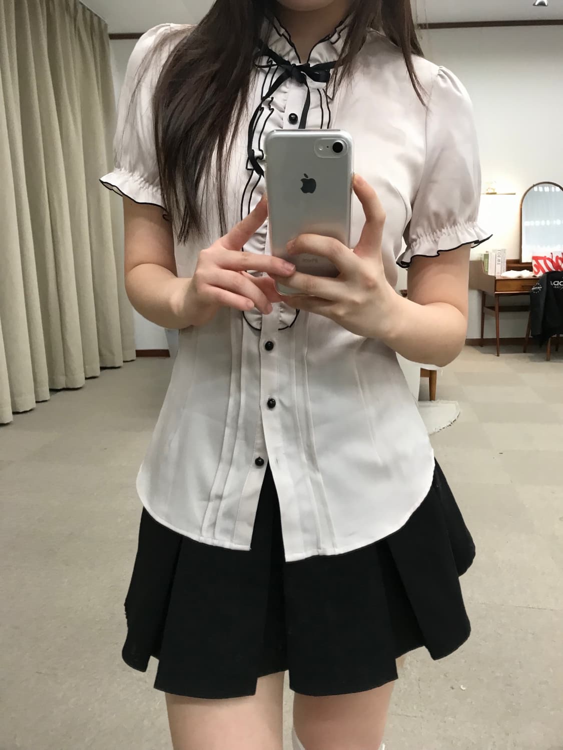 Ribbon Trim Ruffle Blouse 상품이미지3