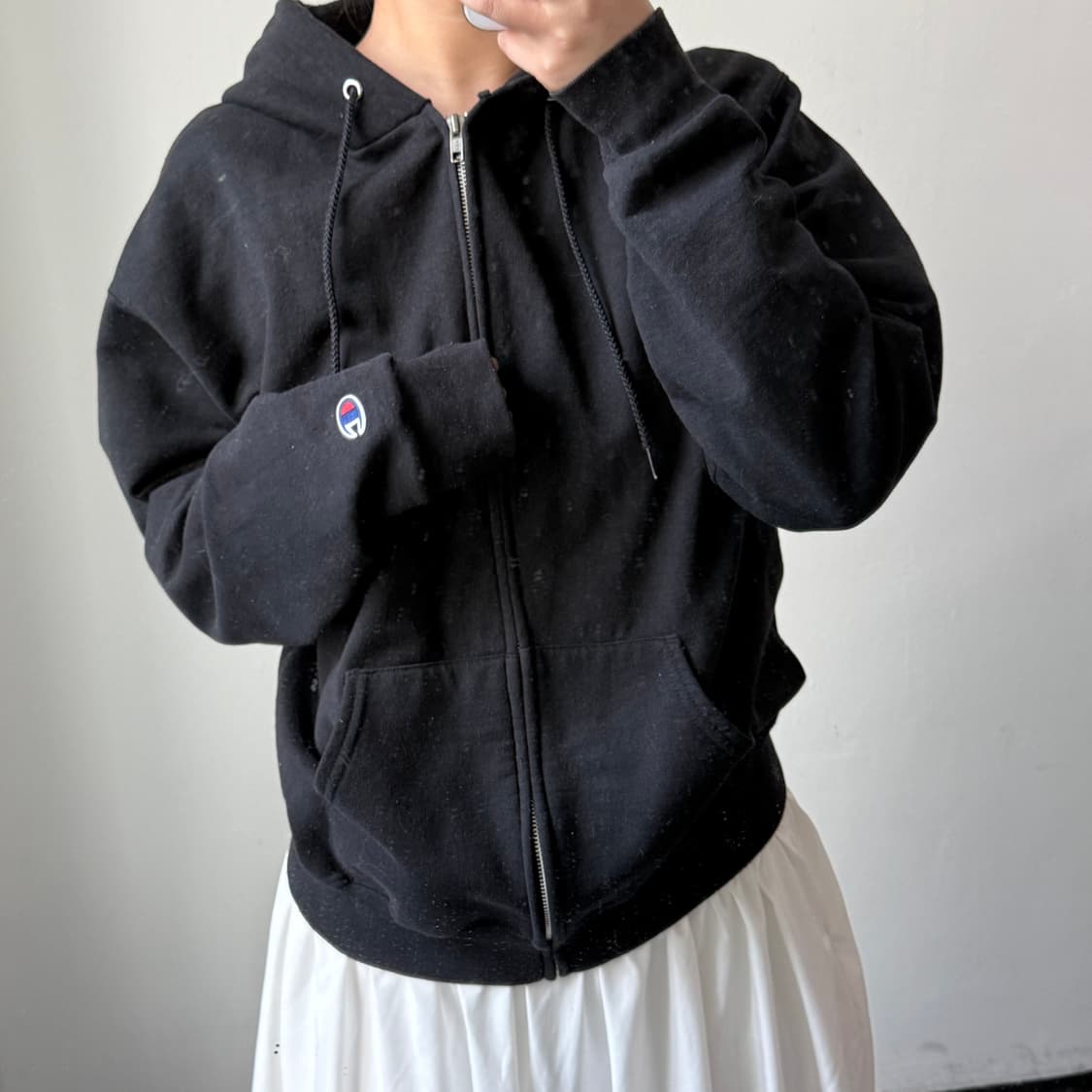 [M] 챔피온 블랙 후드집업 상품이미지2