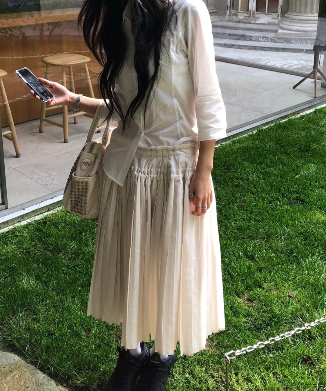 stud bag 스터드 숄더백 아이보리 상품이미지6