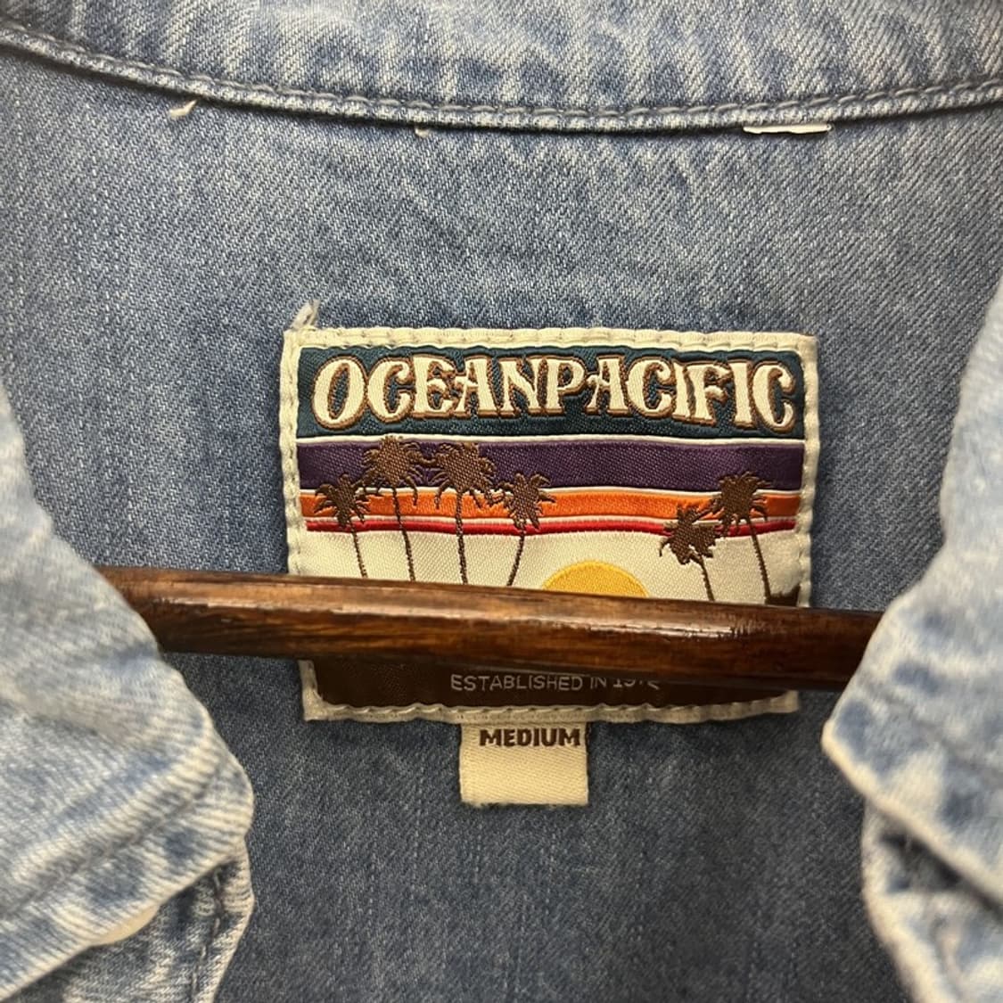오션 퍼시픽 빈티지 컨트리 레트로 버튼 데님 셔츠 M C10385 상품이미지5