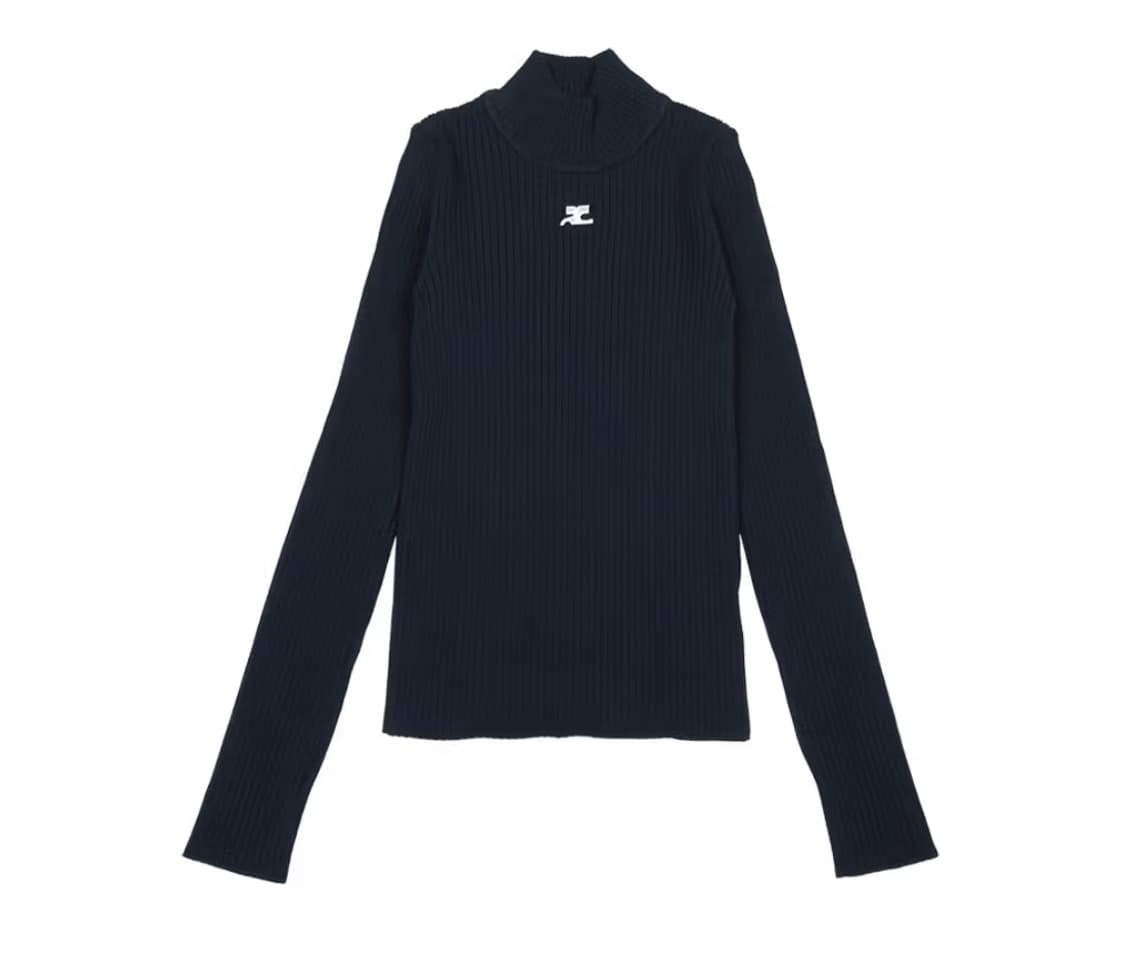 꾸레쥬(courreges) 로고 하이넥 니트 블랙 상품이미지1