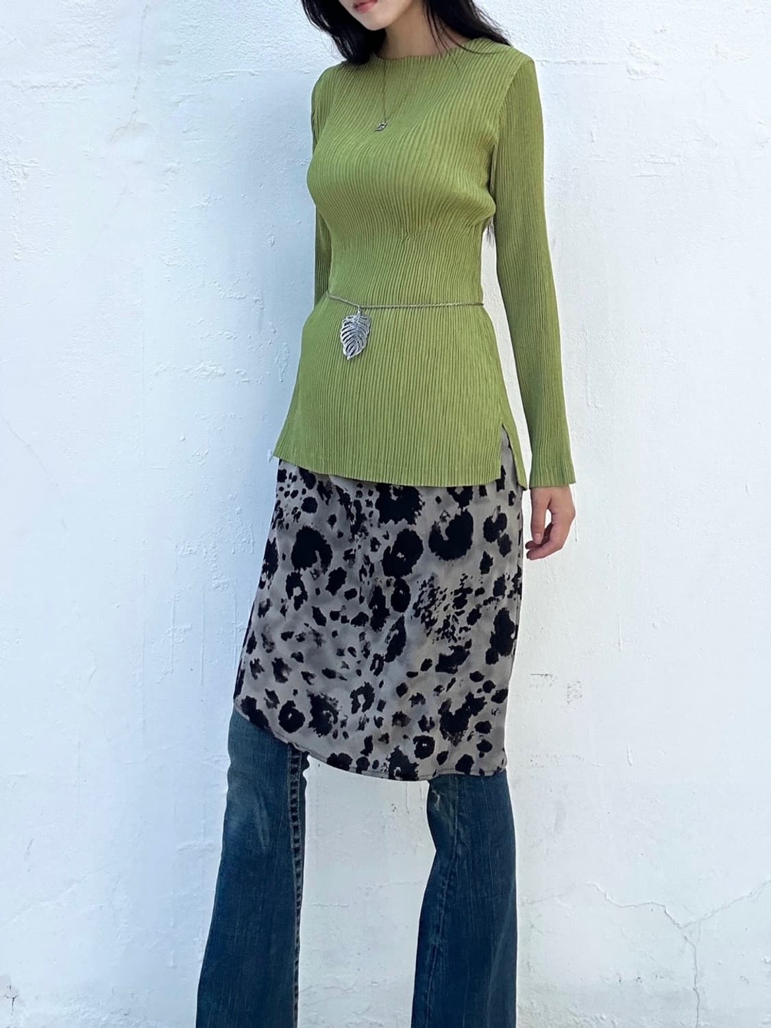 Basic pleats top / apple green 상품이미지3