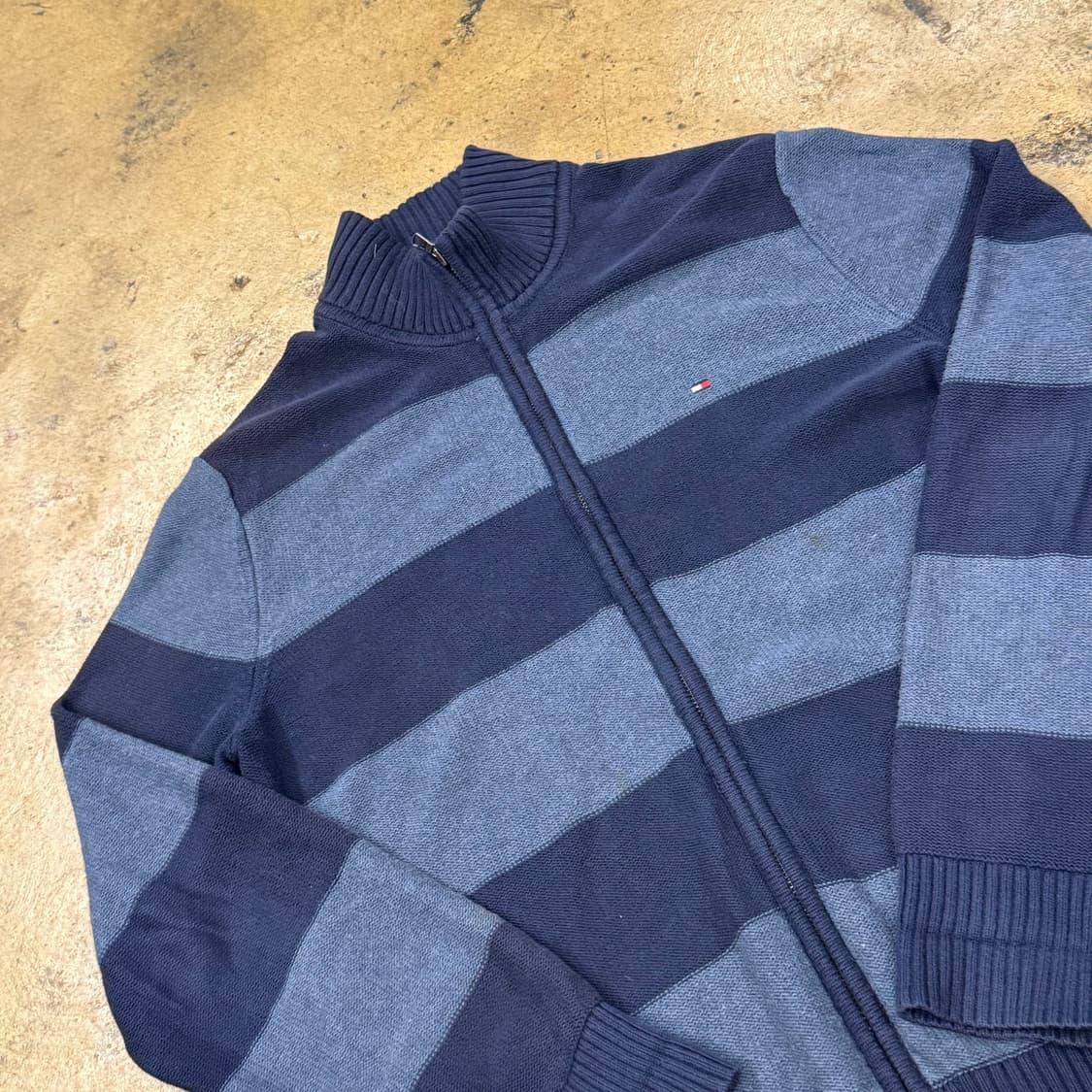 [정품/M] 타미힐피거 스트라이프 집업 니트 블루 b15 상품이미지1