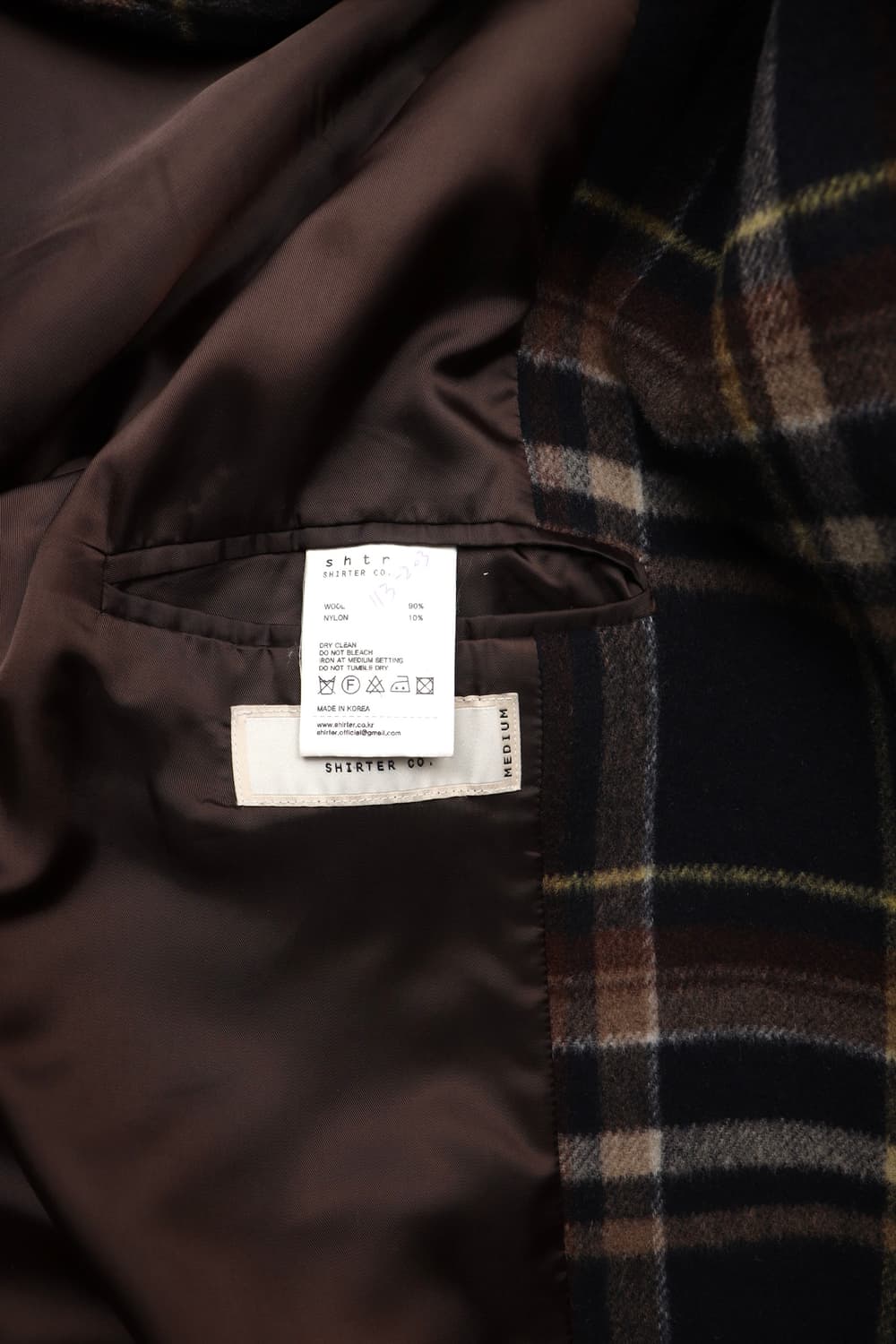 Shirter 벨티드 울 체크 코트 체크 네이비 상품이미지10
