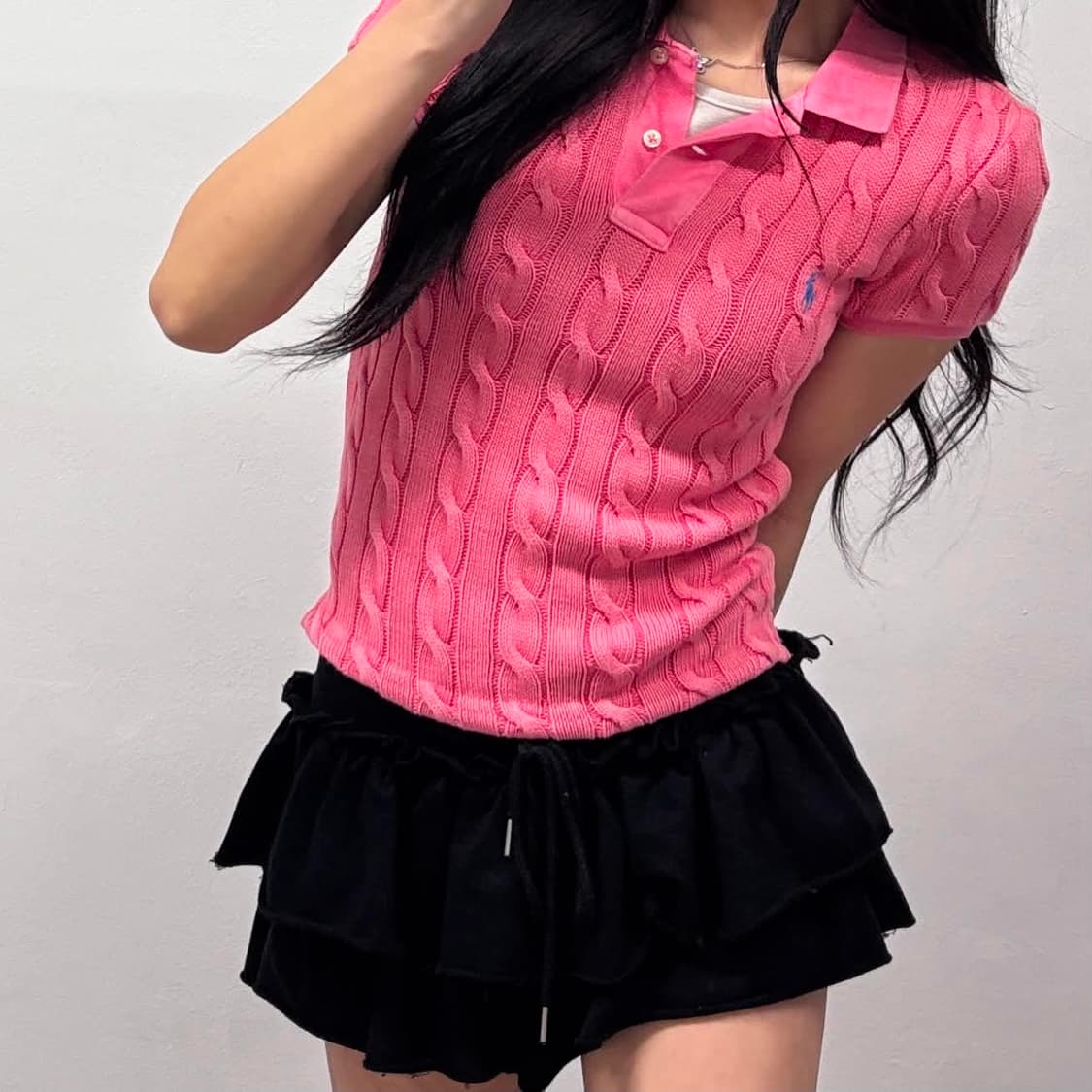 폴로 랄프로렌 신형 QR 케이블 걸즈 반팔 pk 카라티(XS) 상품이미지2