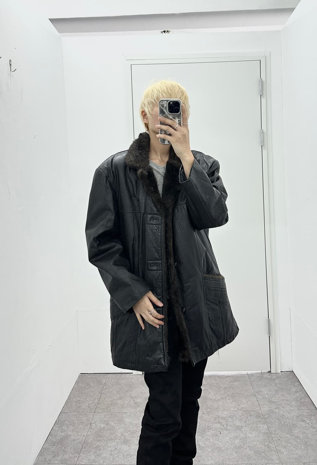 Crocodile lambskin fur coat  상품이미지1