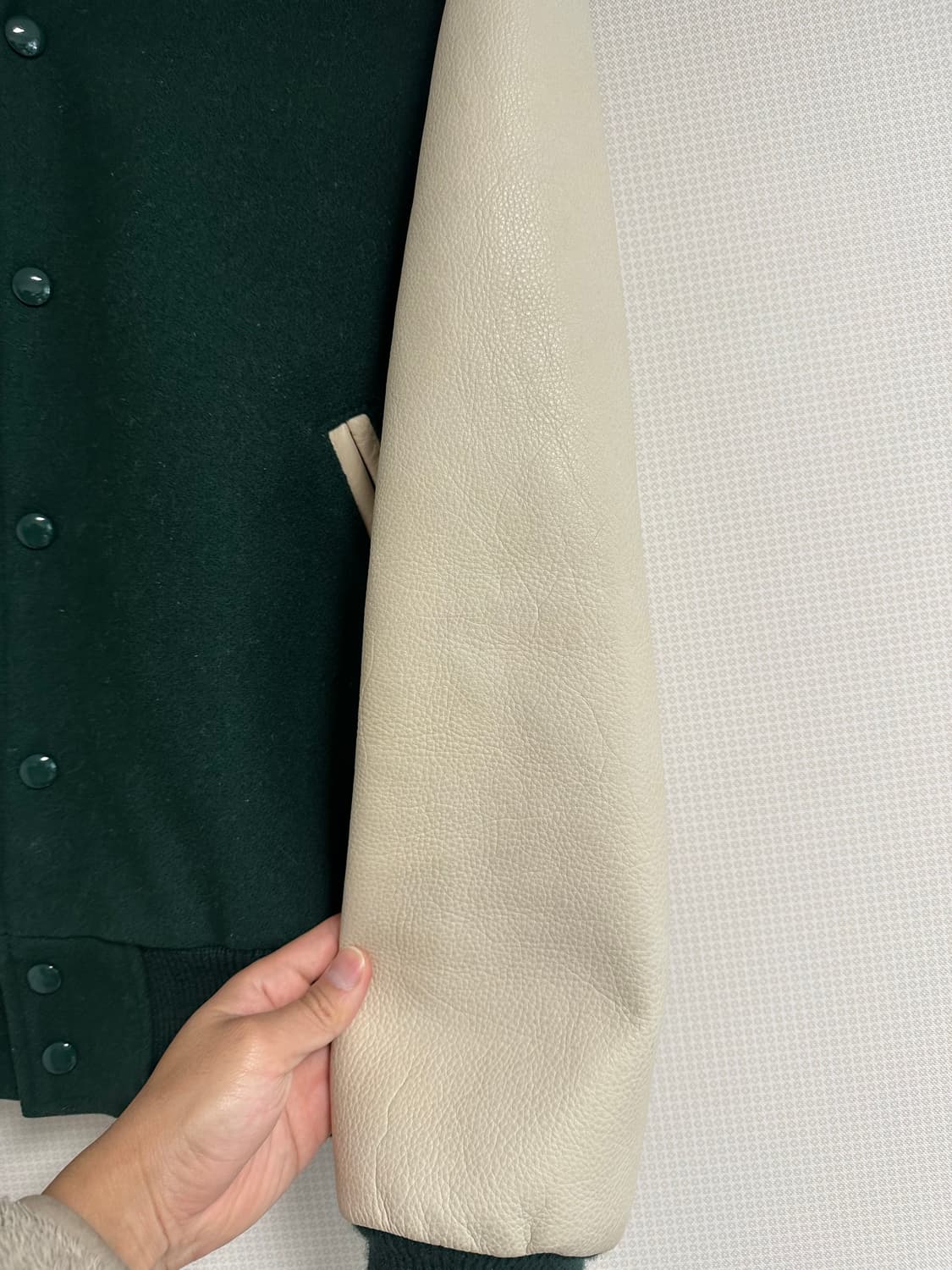 골든베어 바시티 자켓 M(그린X크림) 상품이미지4