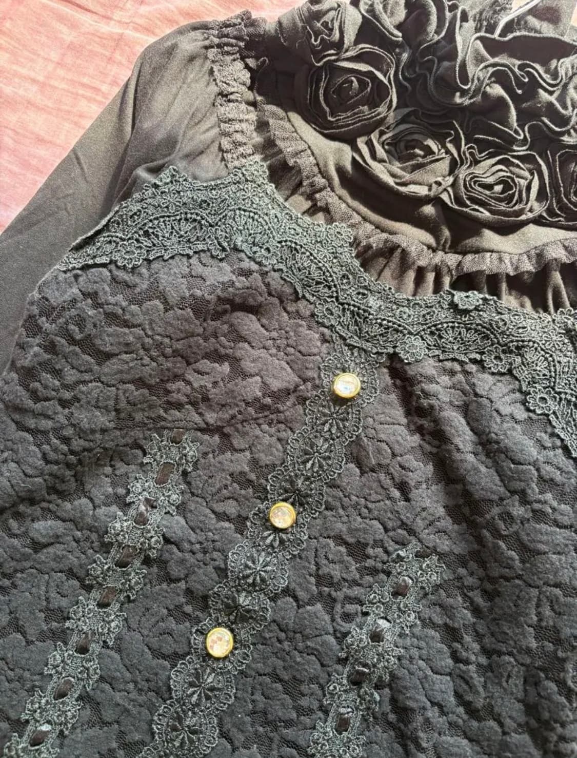 엑시즈팜 고딕 레이스 블랙 블라우스 오네갸루 로리타 상품이미지2