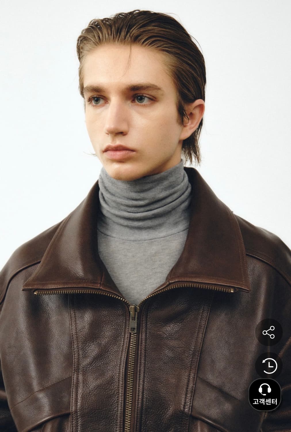 [50] 노이어 kkst 앤틱 카우 레더 가죽 하이넥 블루종 자켓 상품이미지7